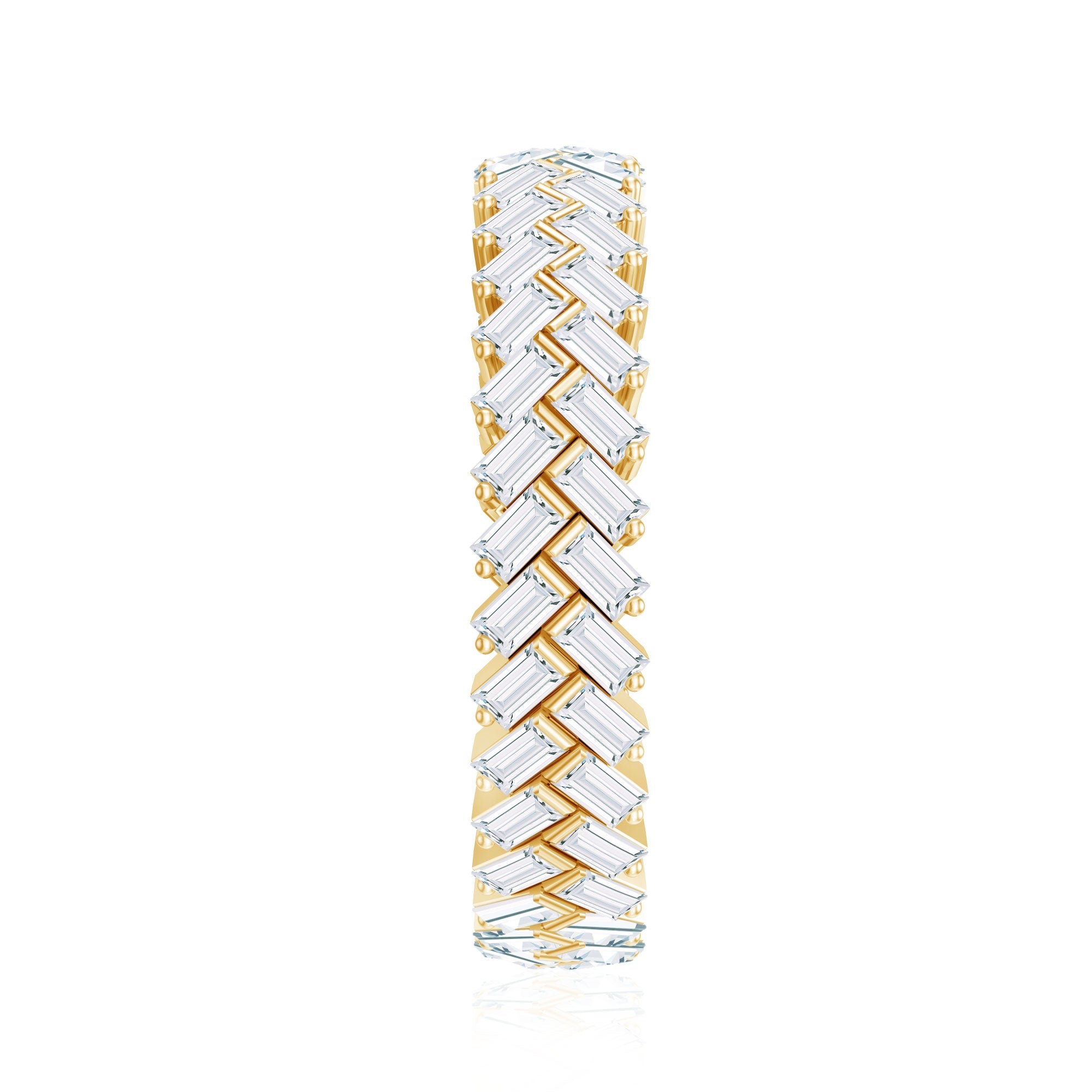 Baguette Cut Cubic Zirconia Braided Wedding Band with Certificate