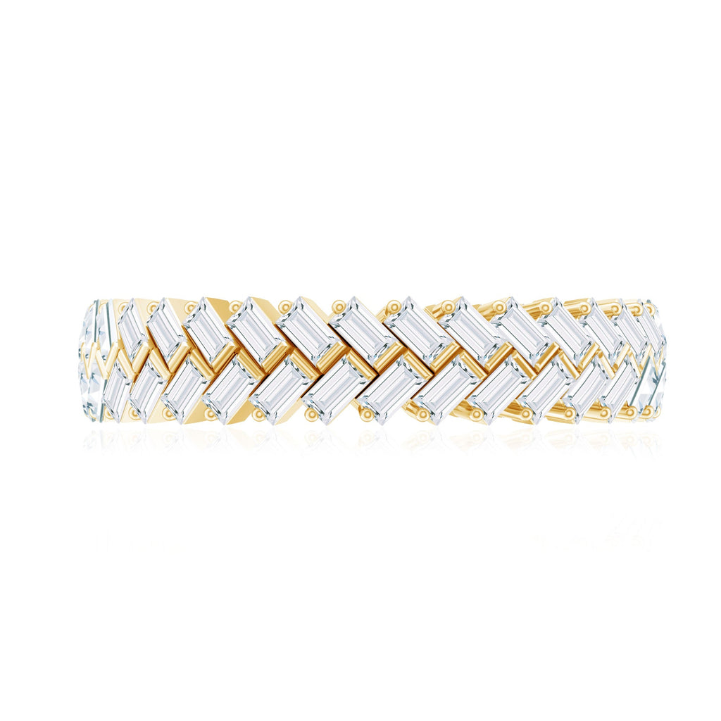 Baguette Cut Cubic Zirconia Braided Wedding Band with Certificate