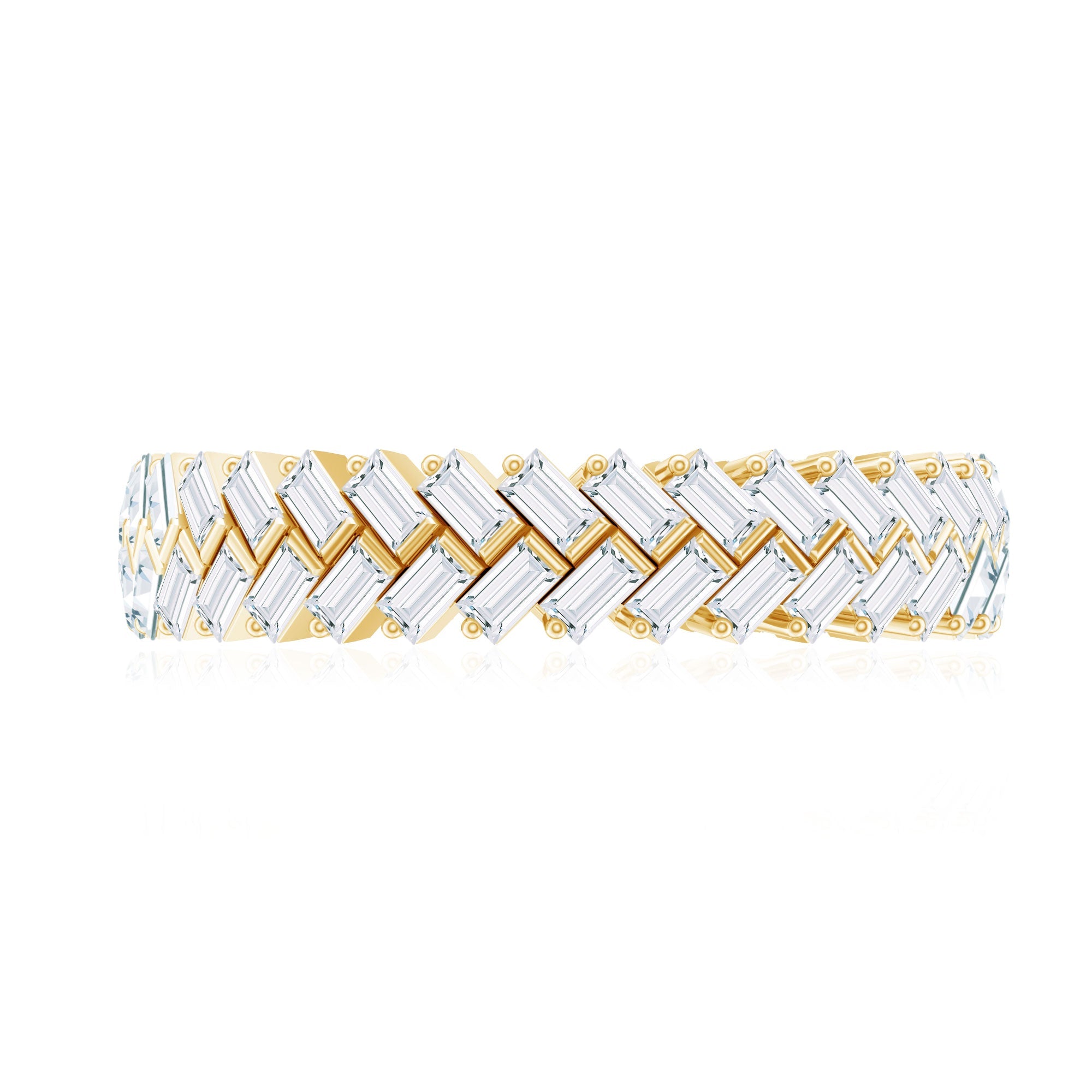 Baguette Cut Cubic Zirconia Braided Wedding Band with Certificate