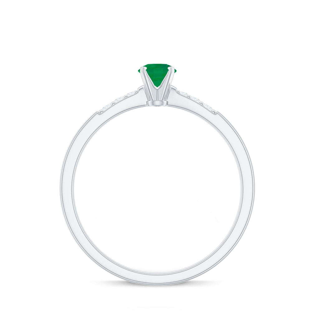 Natural Half Carat Emerald Promise Ring with Diamond