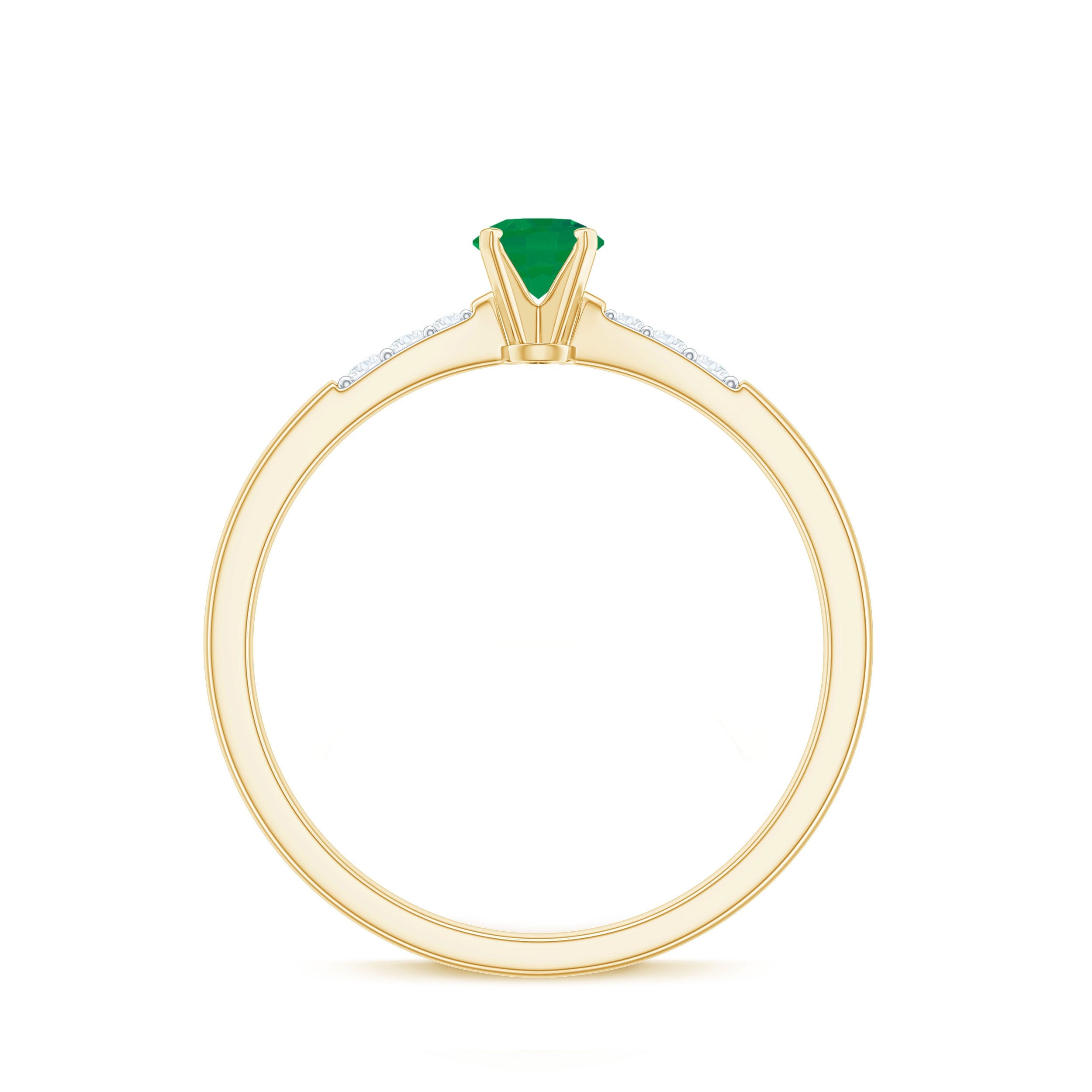 Natural Half Carat Emerald Promise Ring with Diamond
