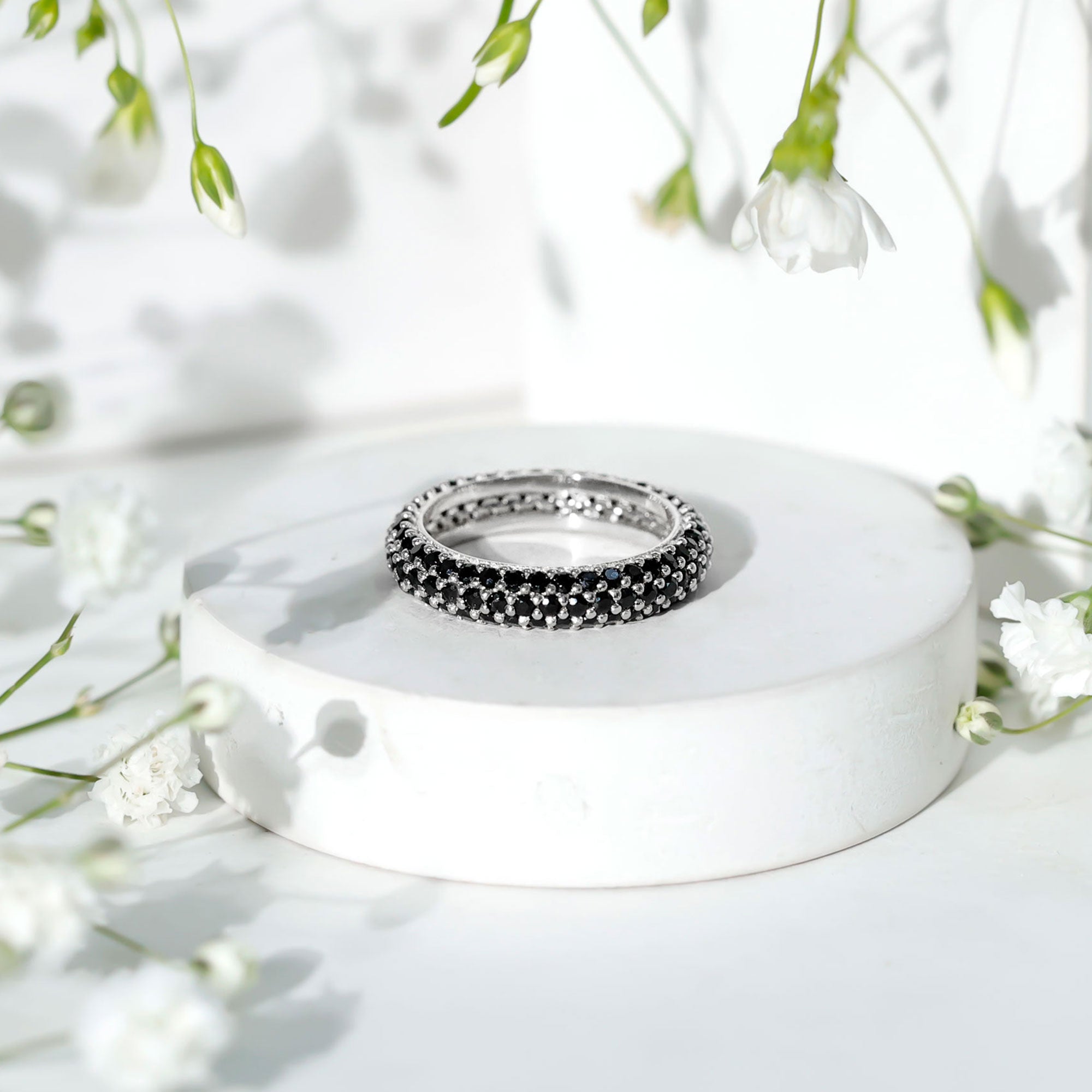 Certified Lab Grown Black Diamond Eternity Band Ring for Women