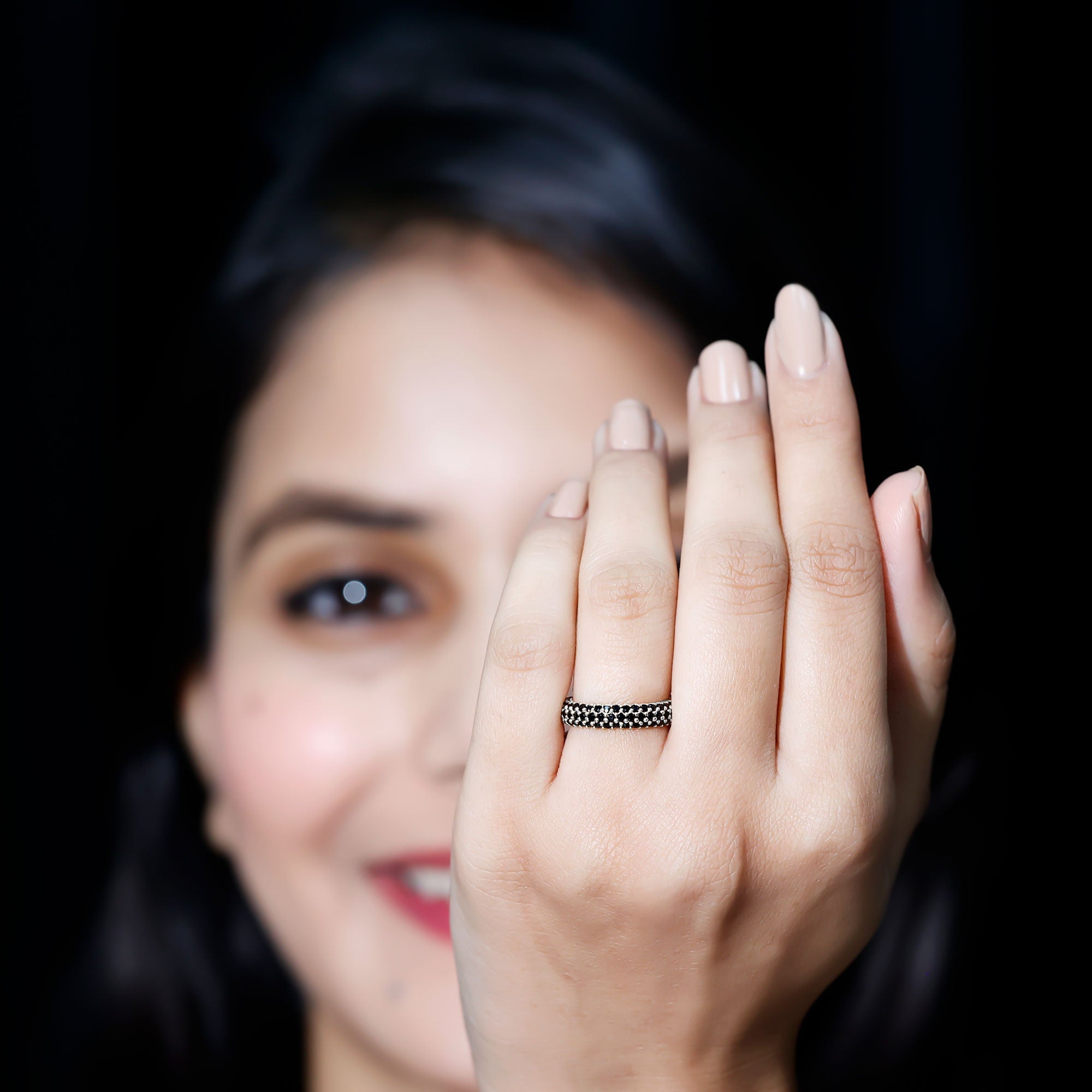 Certified Lab Grown Black Diamond Eternity Band Ring for Women