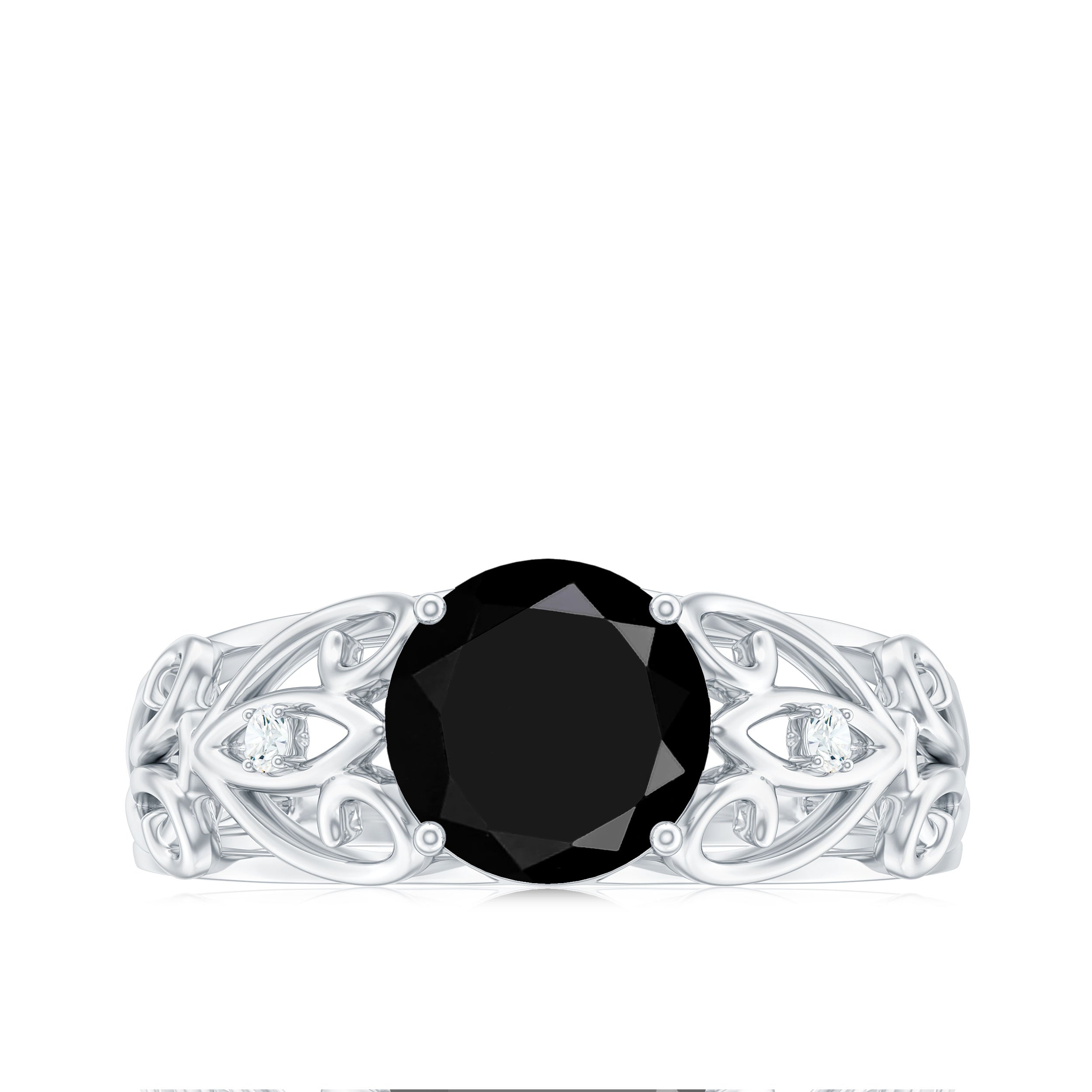 Vintage Inspired Black Onyx Filigree Engagement Ring