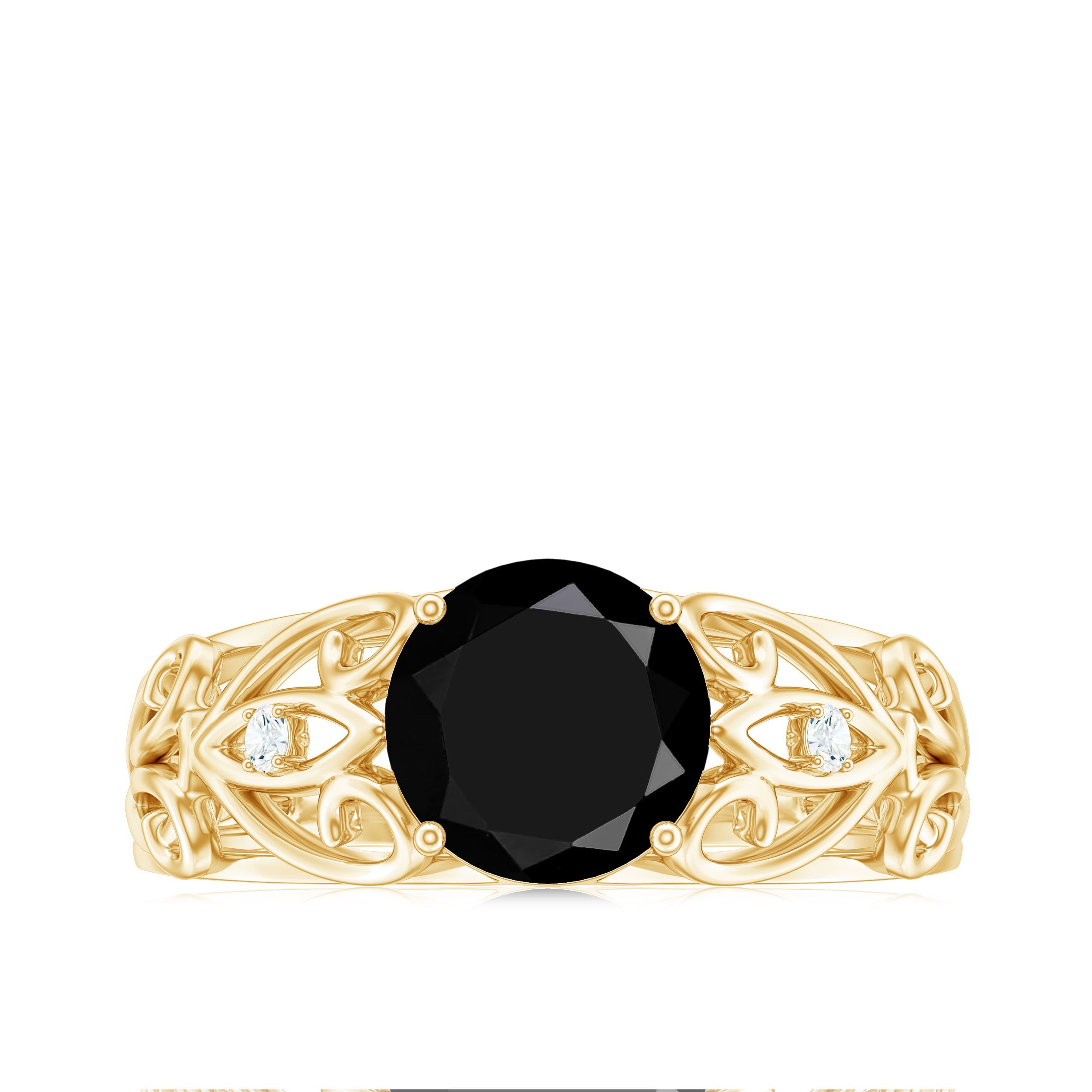 Vintage Inspired Black Onyx Filigree Engagement Ring