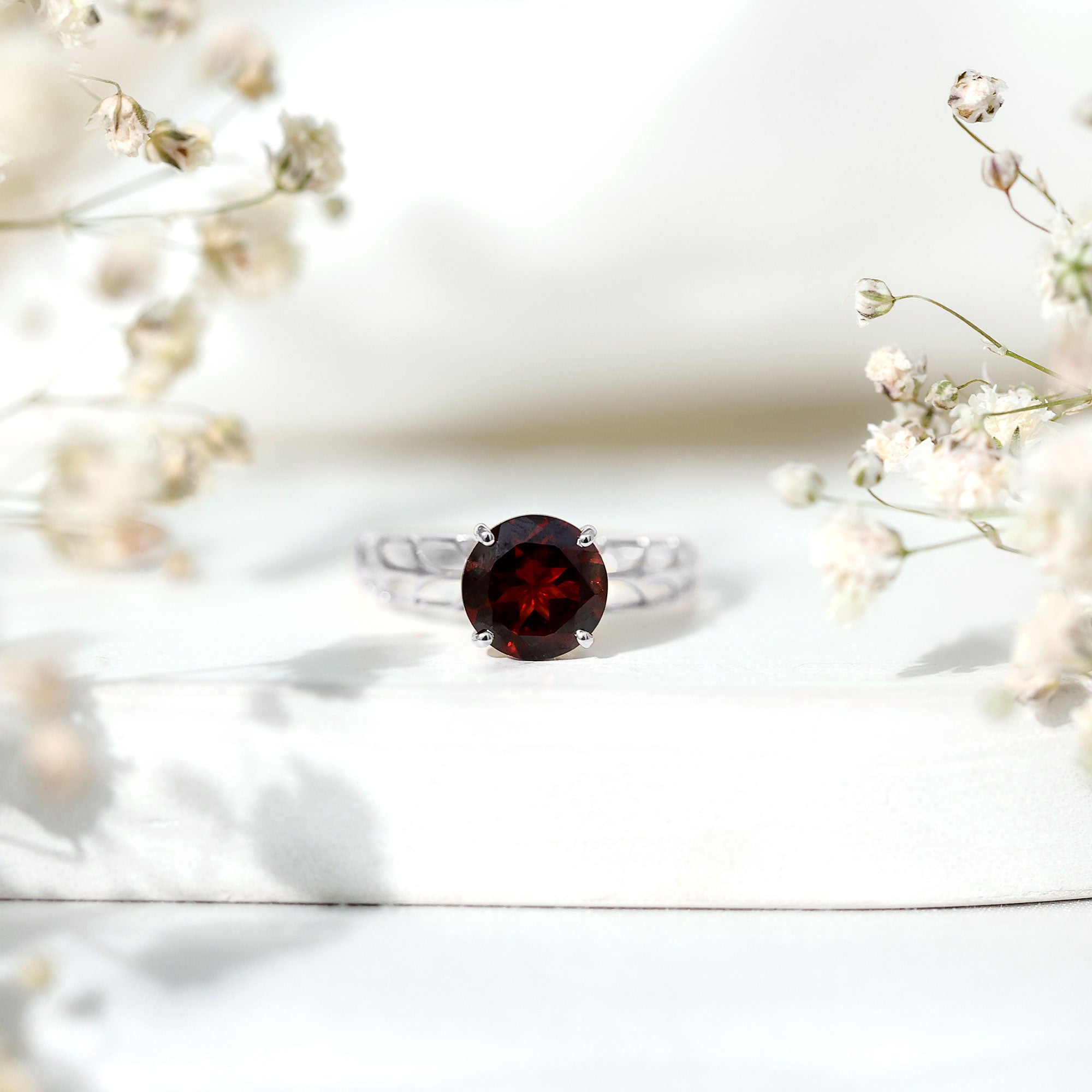2.3 Carat Natural Garnet Filigree Engagement Ring with Certificate