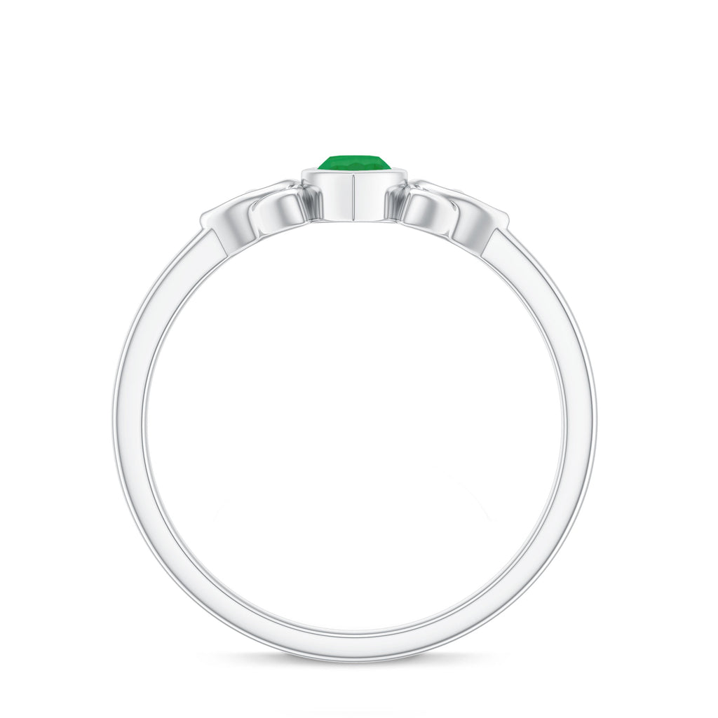 Marquise Cut Natural Emerald Celtic Engagement Ring in Bezel Setting