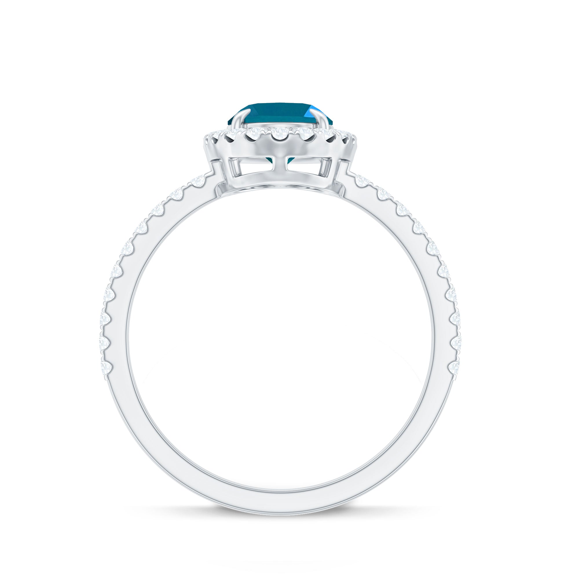 Oval 6X8MM London Blue Topaz Halo Engagement Ring