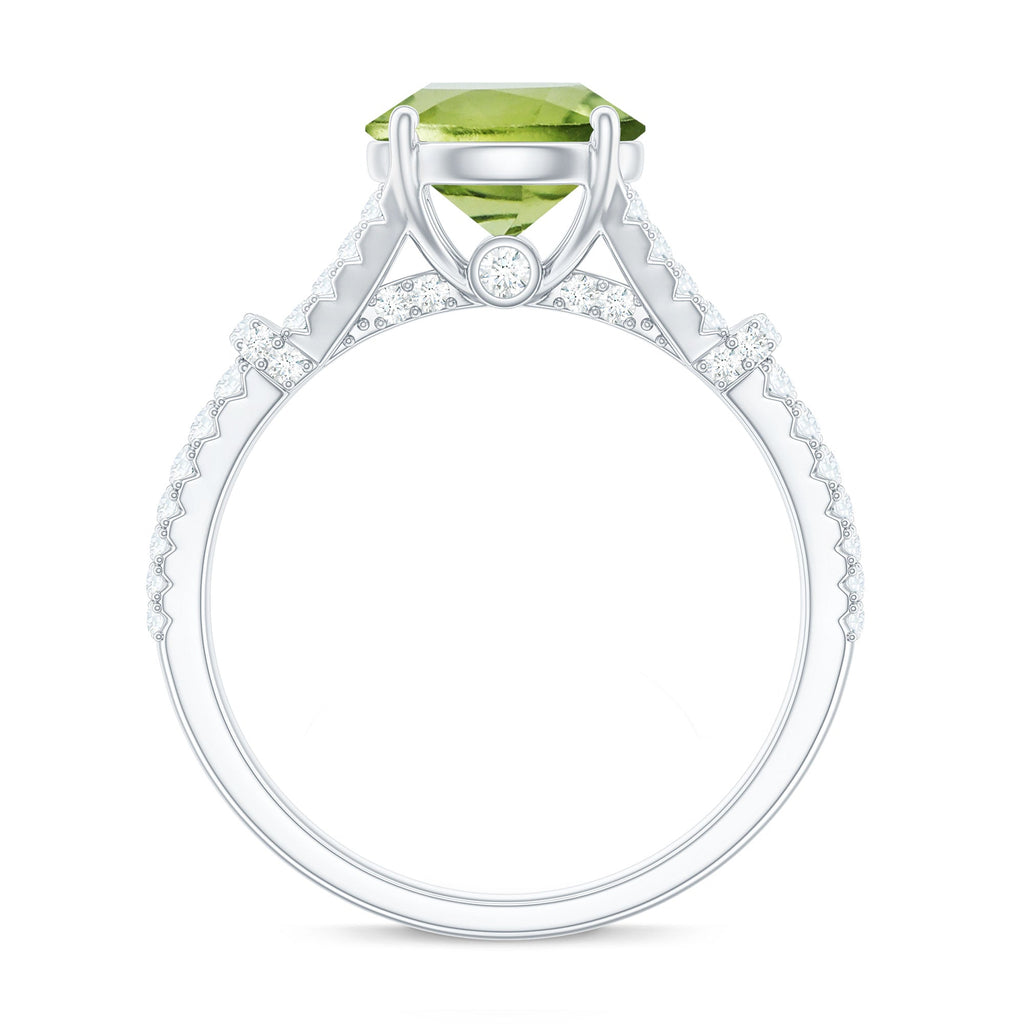 Peridot Solitaire Engagement Ring with Moissanite in Split Shank