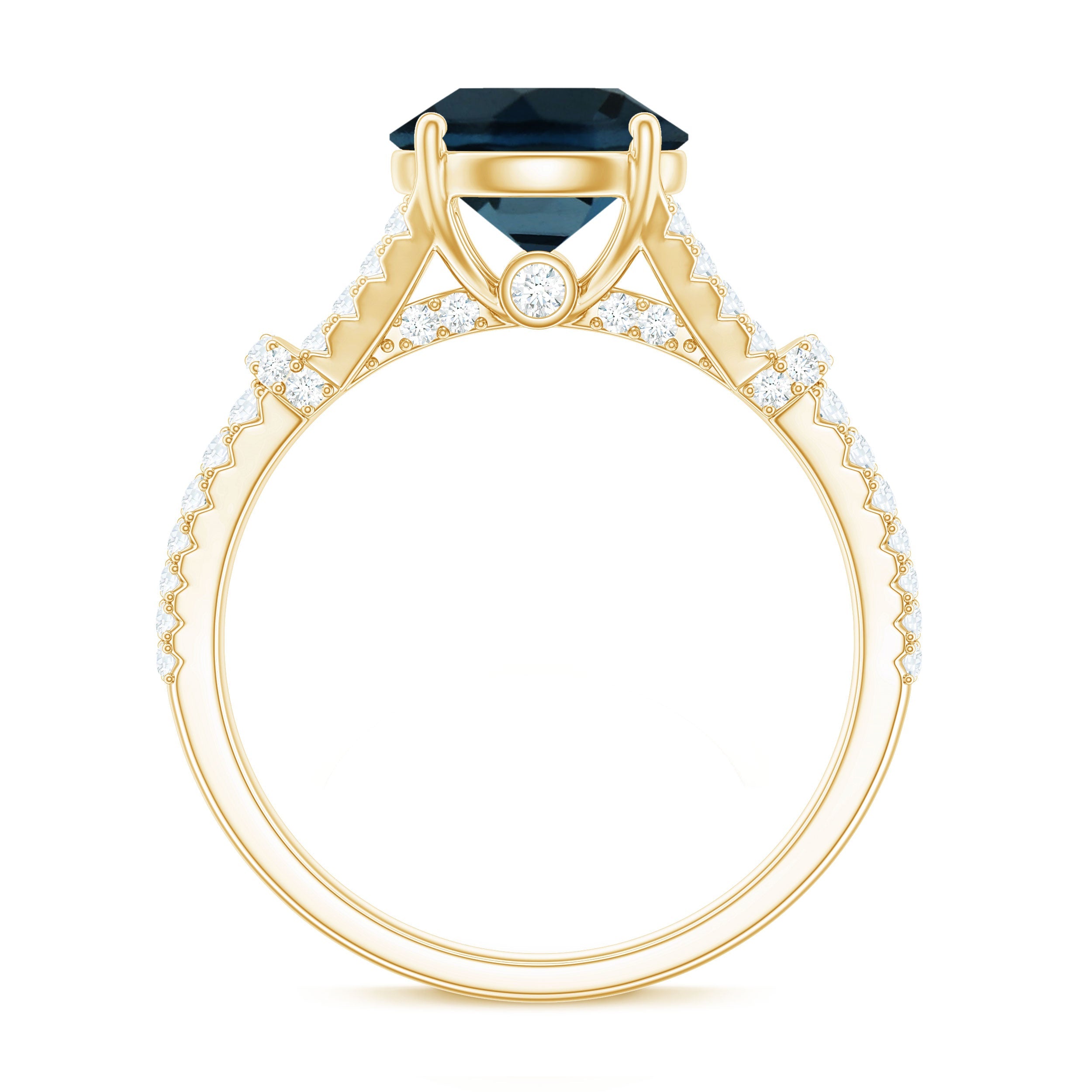 Natural London Blue Topaz Split Shank Engagement Ring