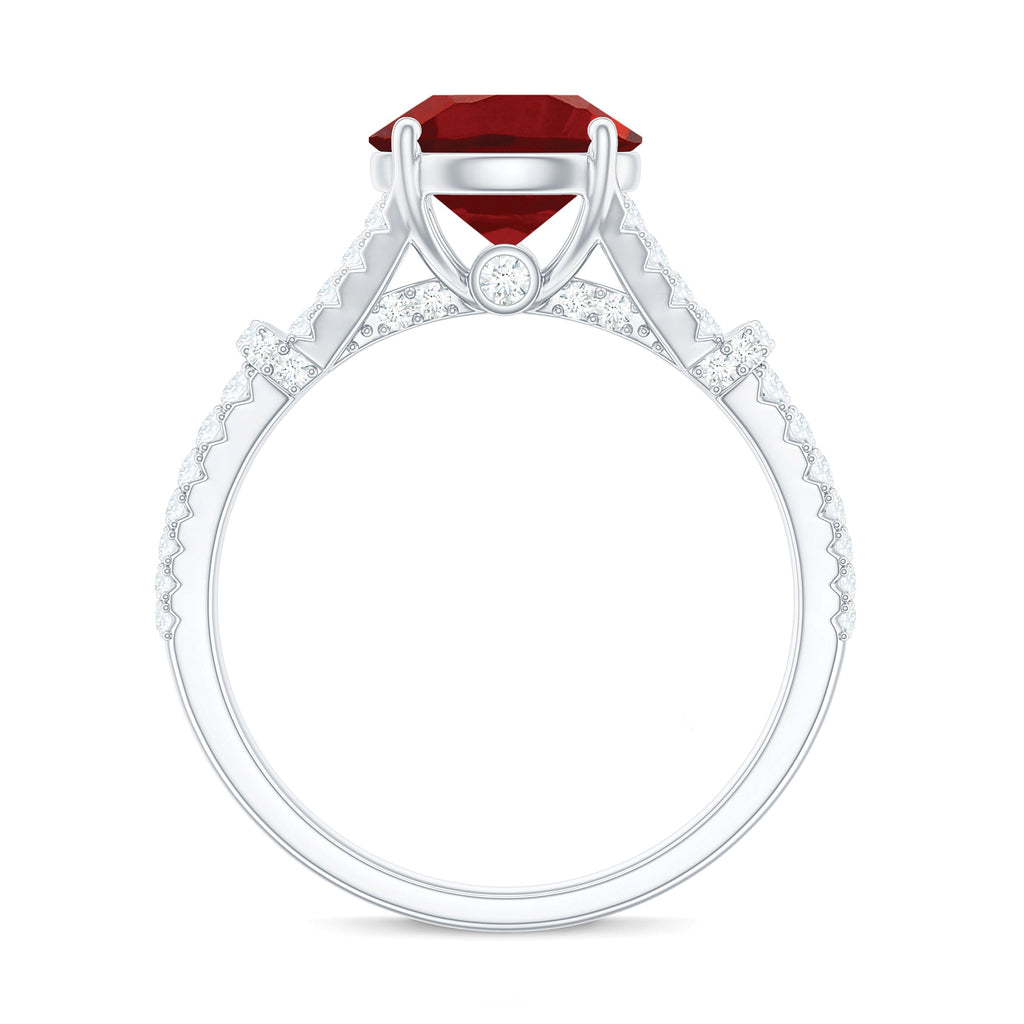 Lab Created Ruby and Diamond Split Shank Engagement Ring