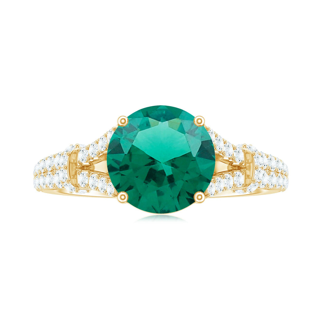 Classic Lab Grown Emerald Diamond Engagement Ring with Split Shank