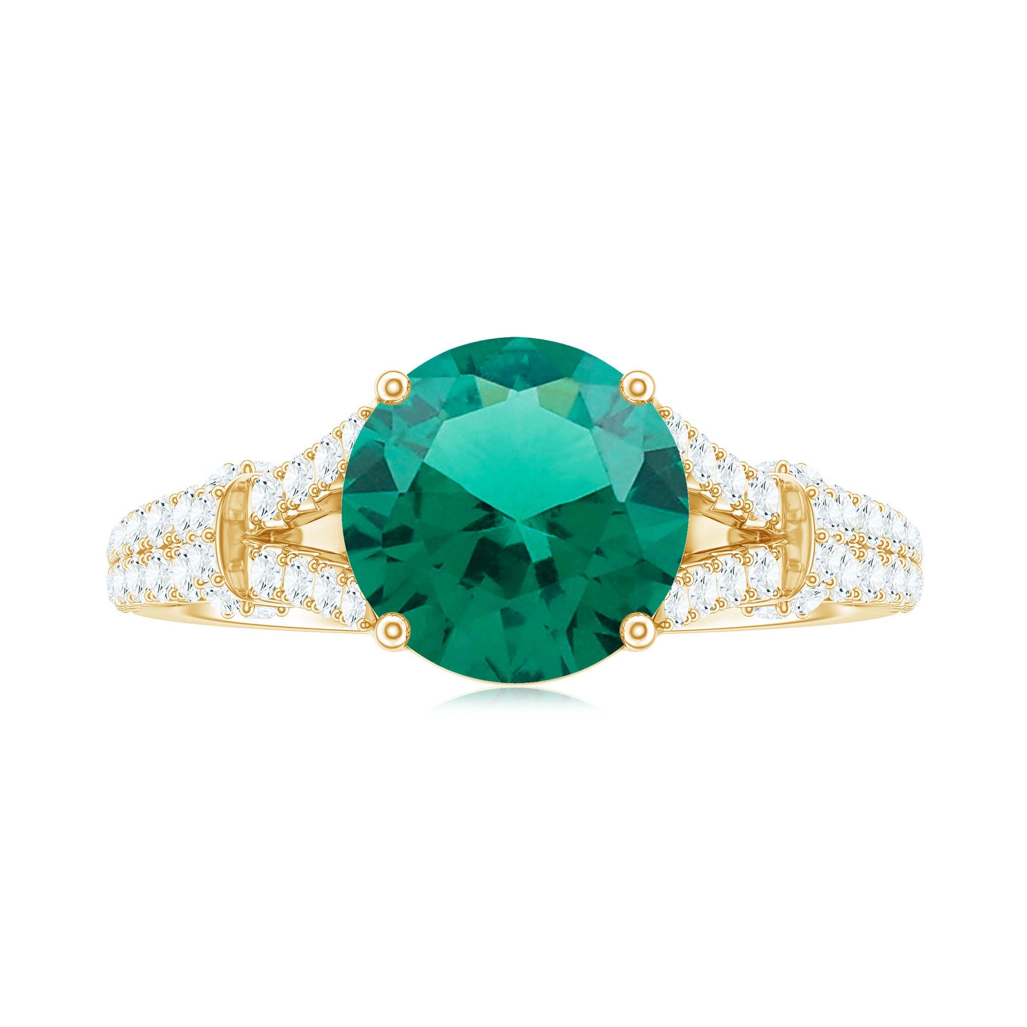 Classic Lab Grown Emerald Diamond Engagement Ring with Split Shank