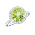 2 Carat Round Peridot Engagement Ring with Diamond Halo