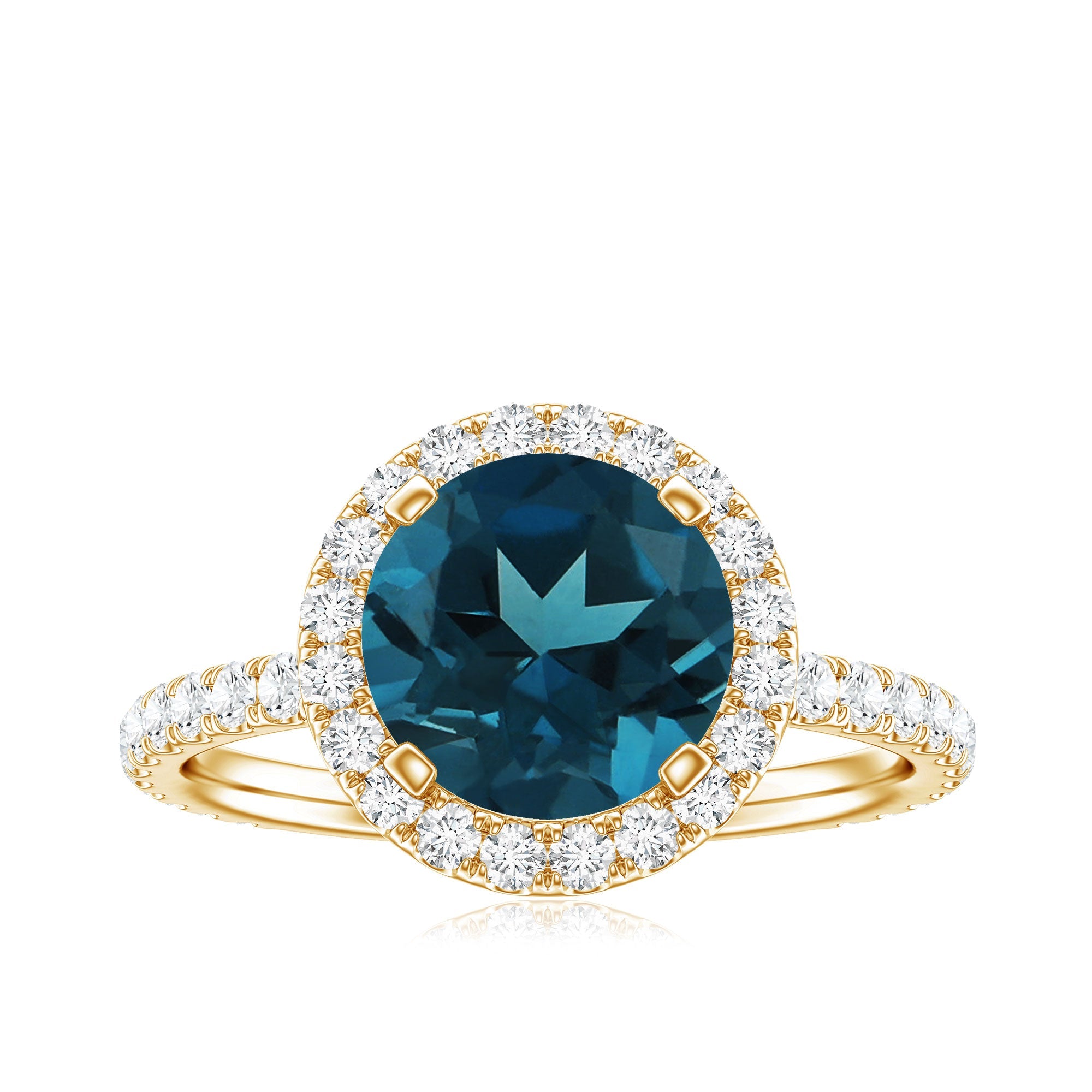 8MM London Blue Topaz Classic Engagement Ring with Diamond