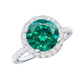 Certified 8 mm Lab Grown Emerald Classic Engagement Ring with Halo