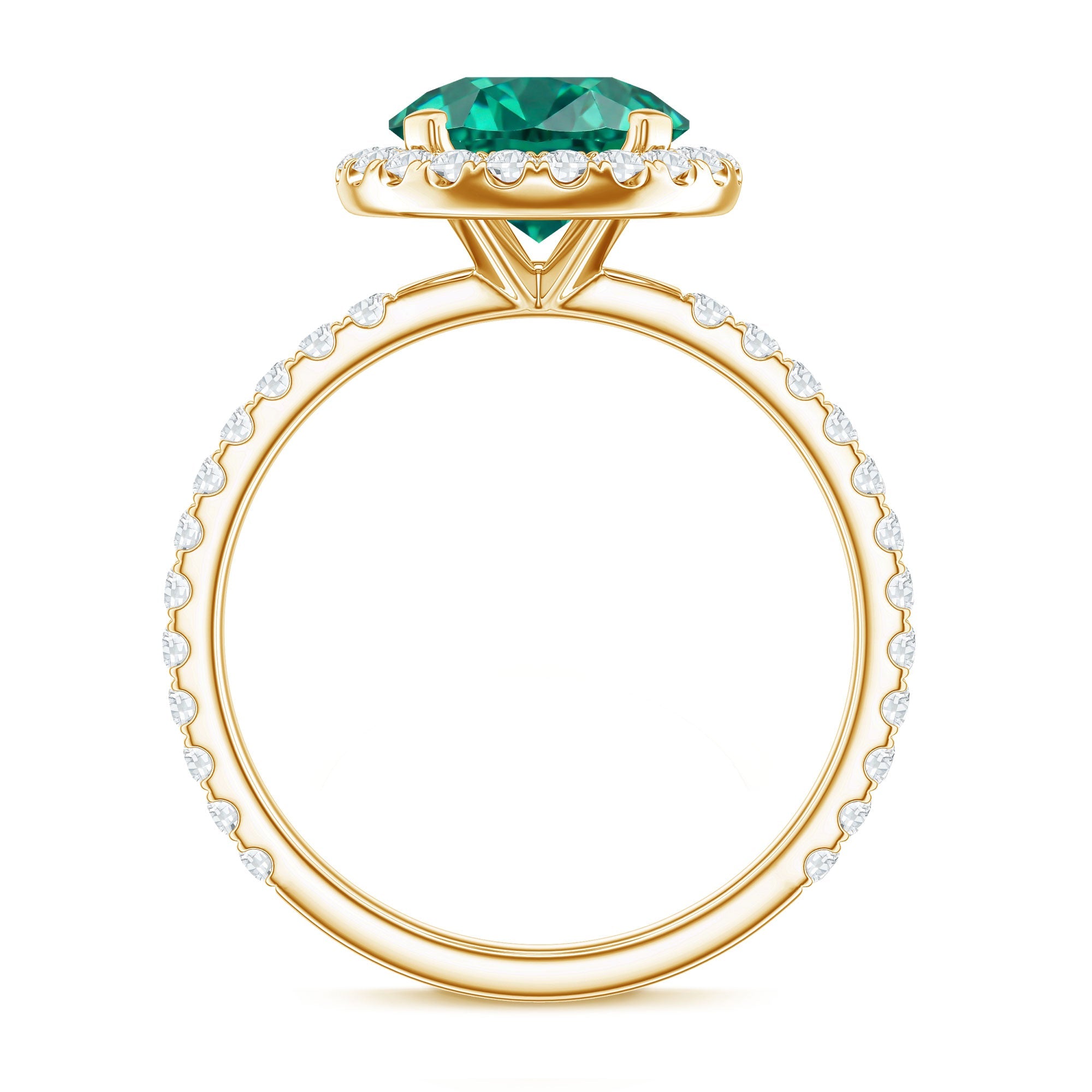 Certified 8 mm Lab Grown Emerald Classic Engagement Ring with Halo