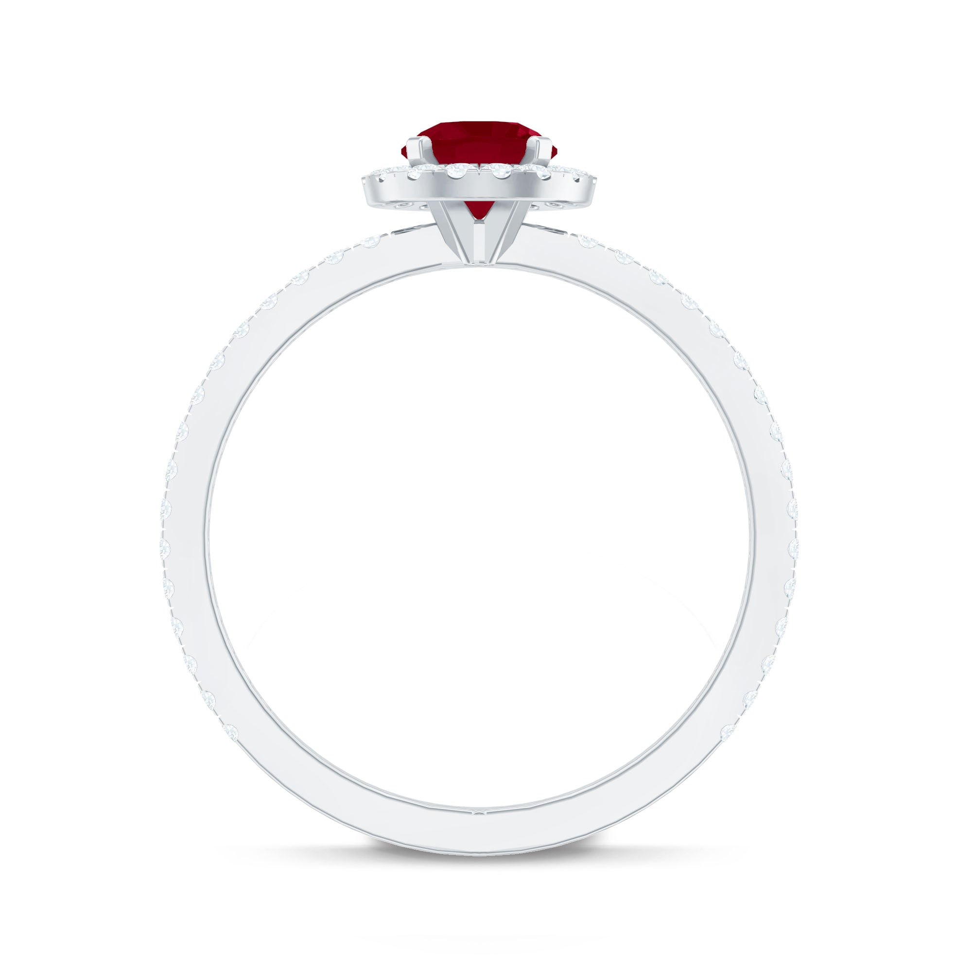 Minimal 0.6 Carat Ruby Engagement Ring with Diamond Halo