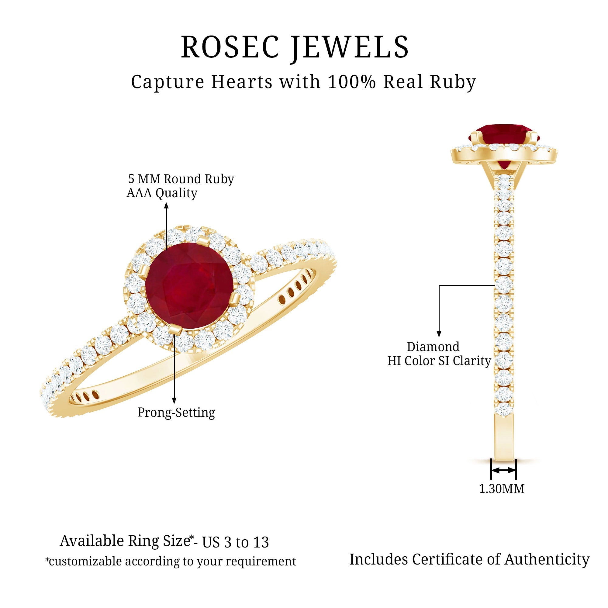 Minimal 0.6 Carat Ruby Engagement Ring with Diamond Halo