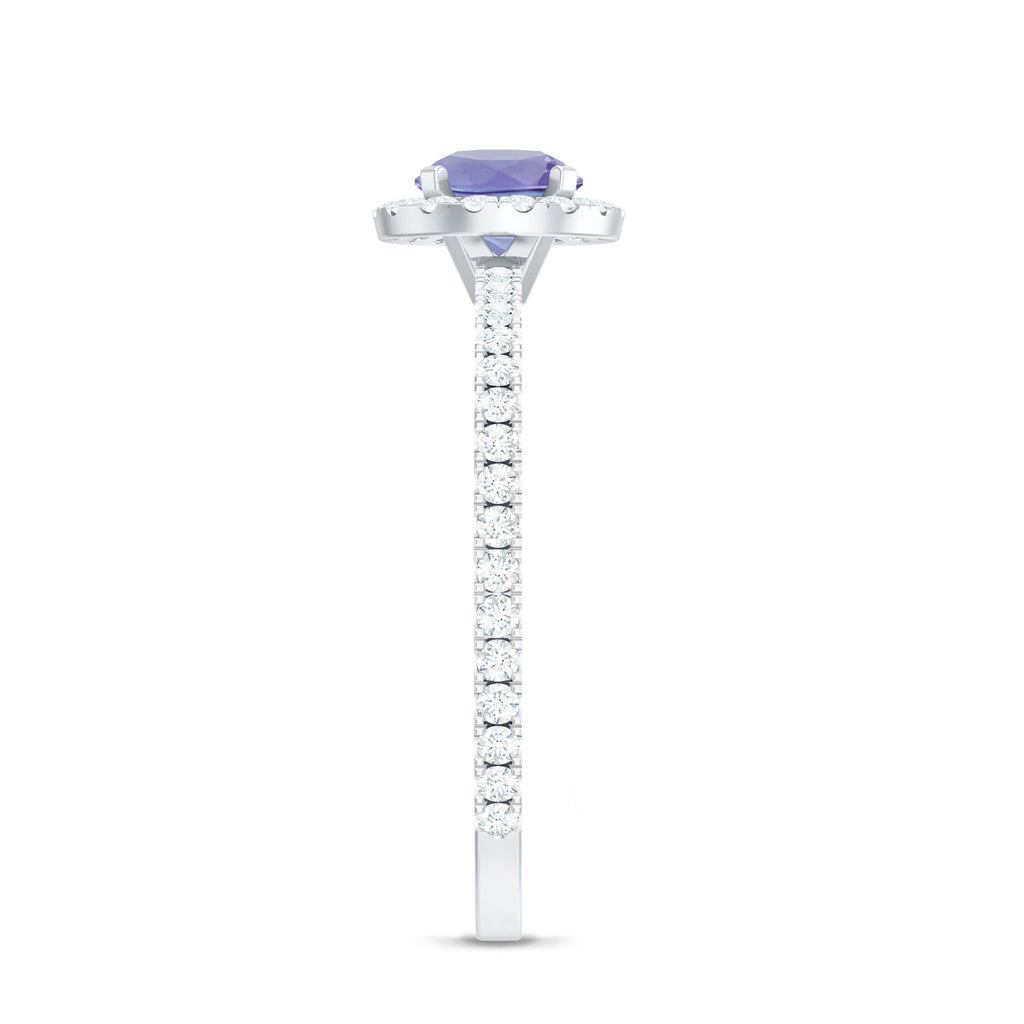Womens Tanzanite Halo Ring with Diamond