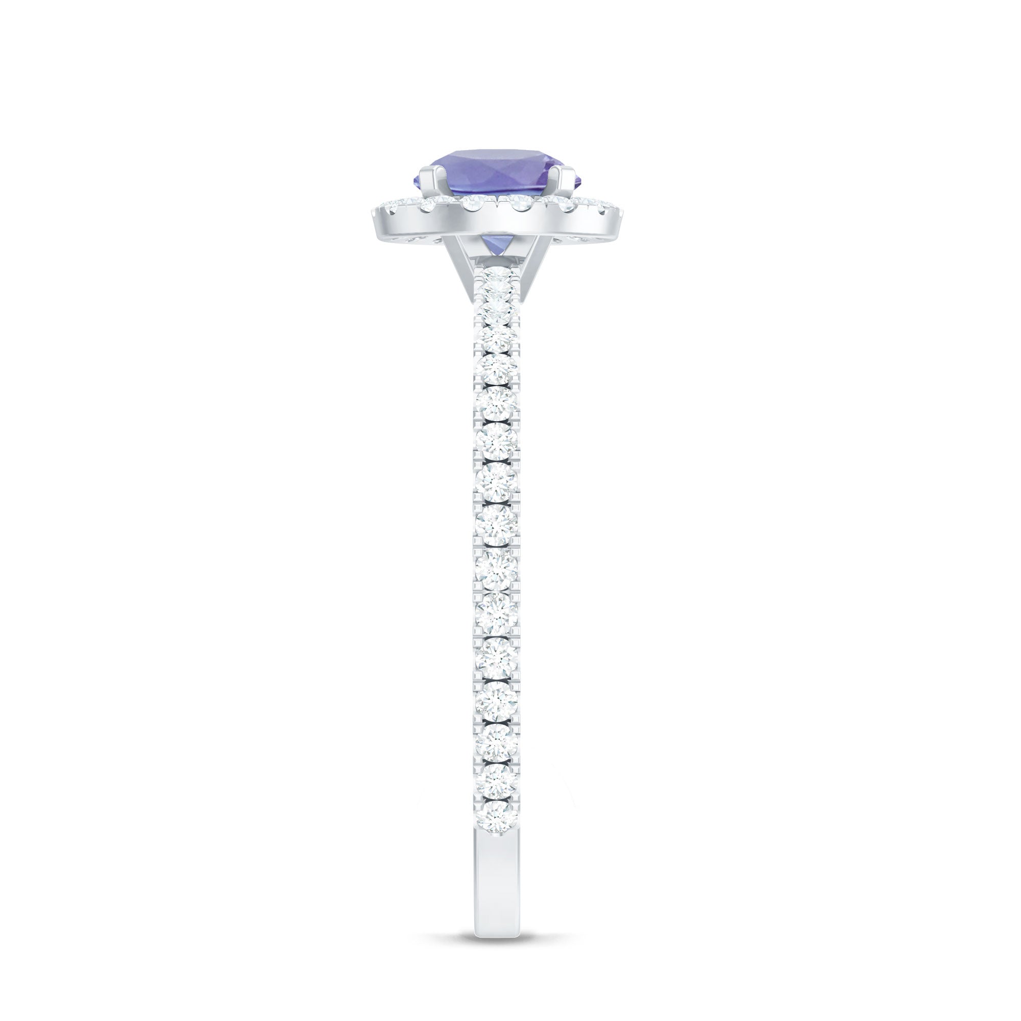 Womens Tanzanite Halo Ring with Diamond