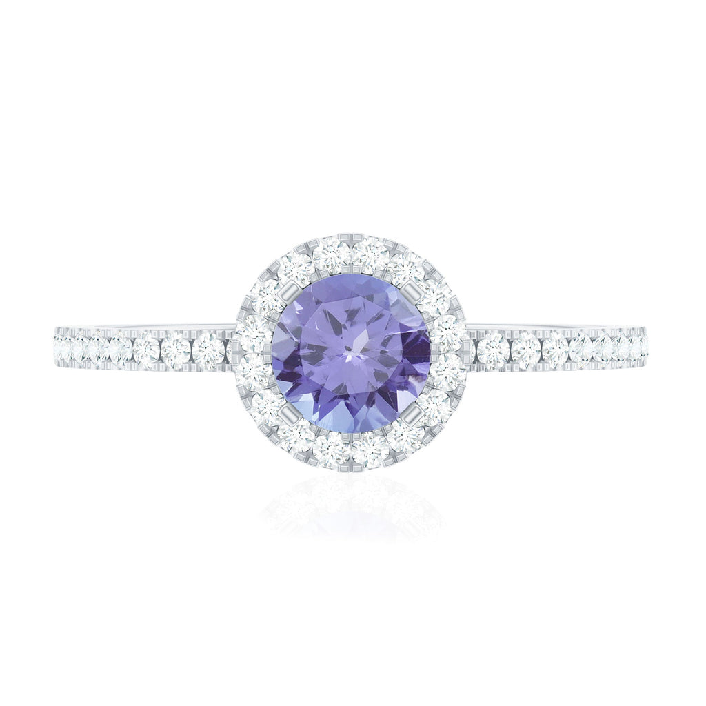 Womens Tanzanite Halo Ring with Diamond