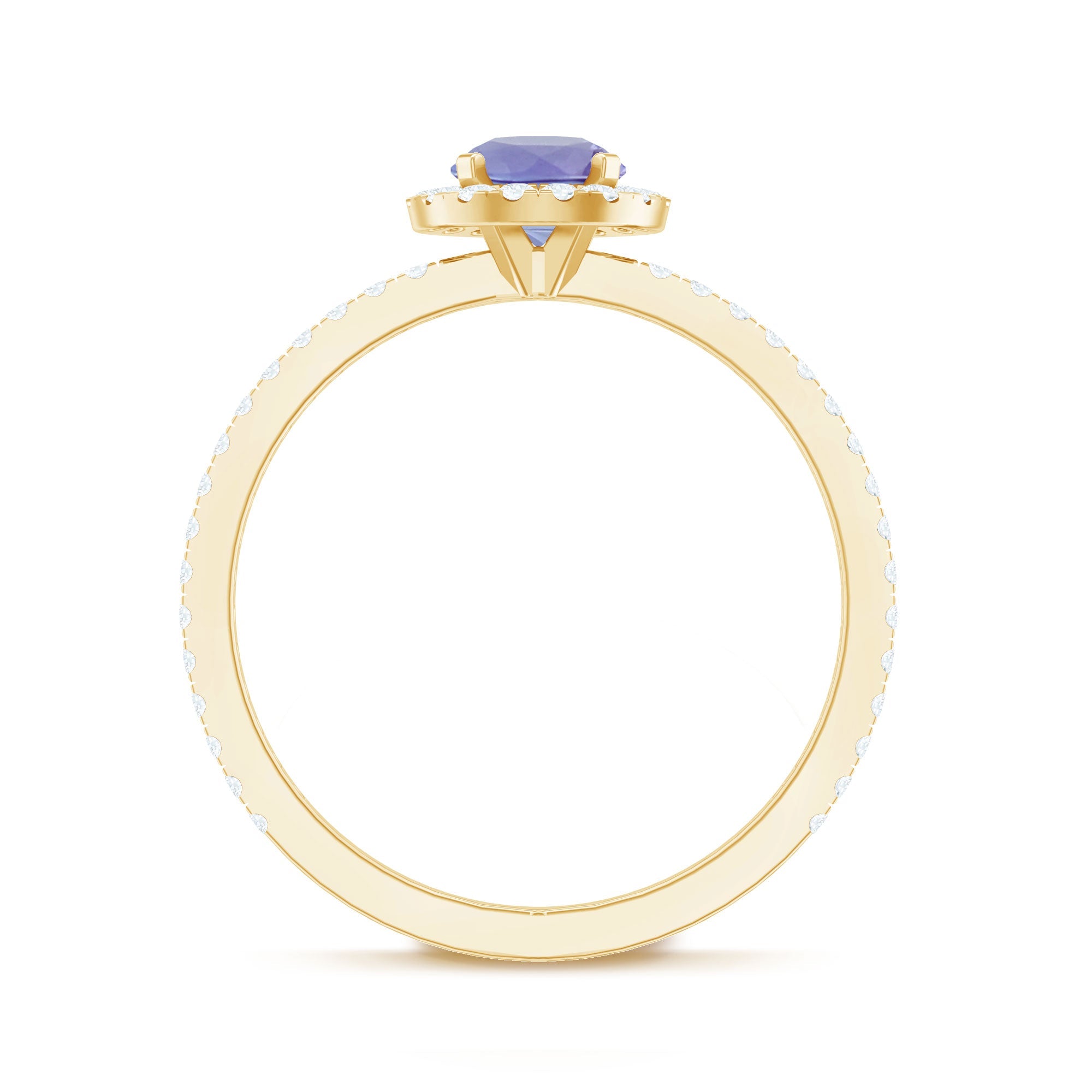 Womens Tanzanite Halo Ring with Diamond