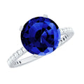 Certified 4.5 Carat Lab Grown Blue Sapphire Engagement Ring with Diamond
