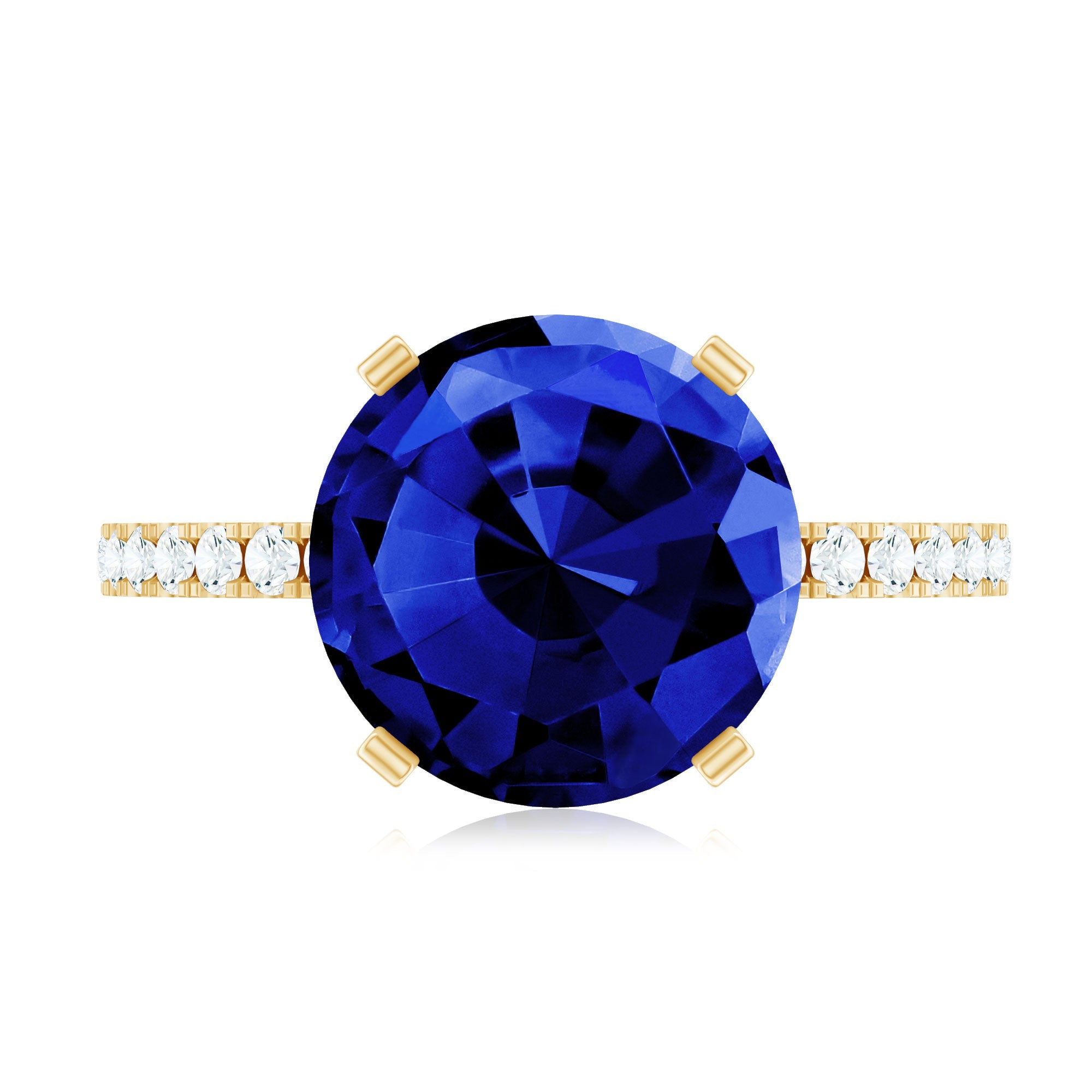 Certified 4.5 Carat Lab Grown Blue Sapphire Engagement Ring with Diamond