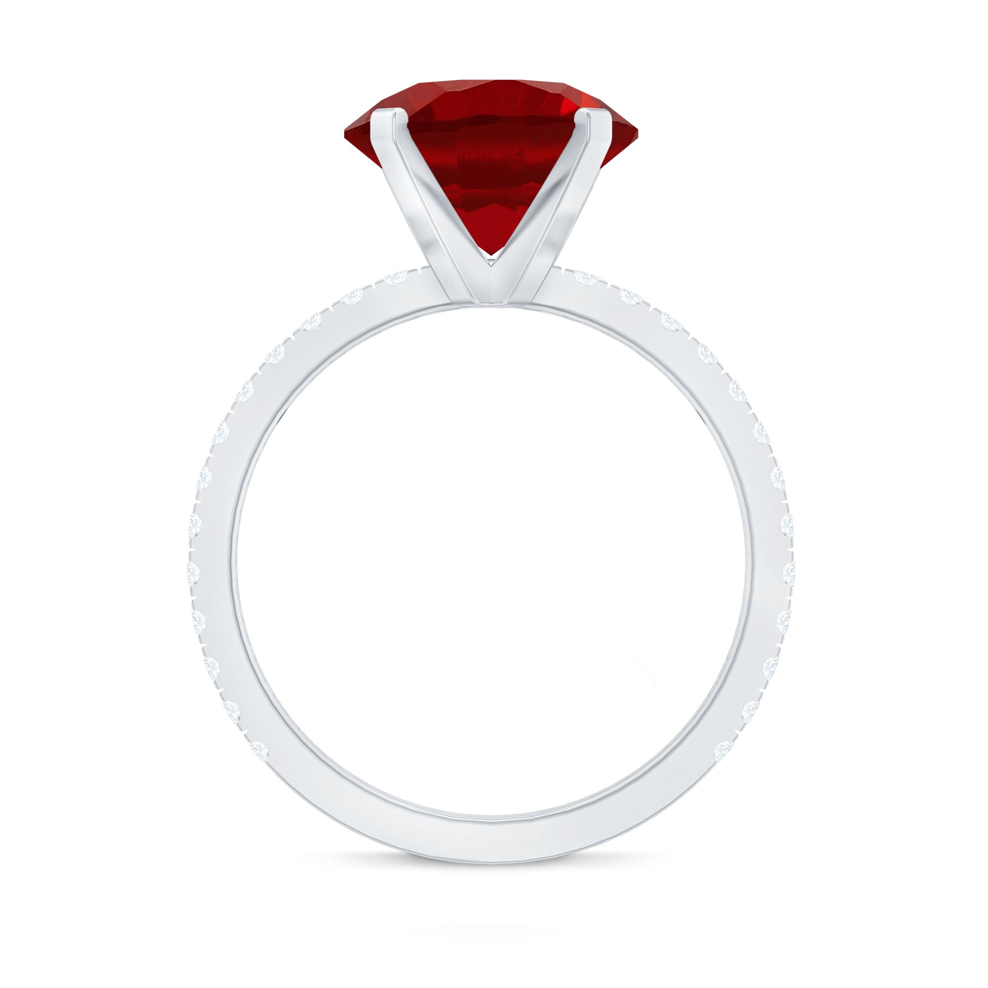 10 MM Lab Created Ruby Solitaire Engagement Ring With Real Diamonds