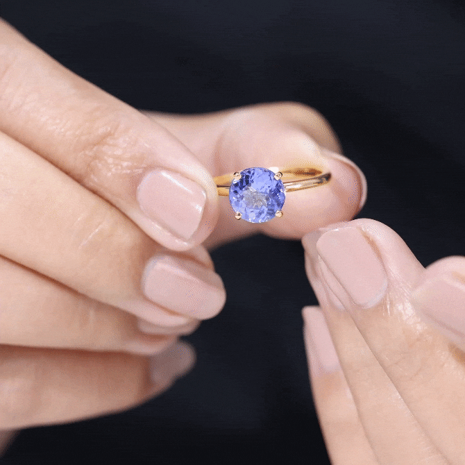 2.8 Carat Lab Grown Tanzanite Solitaire Engagement Ring