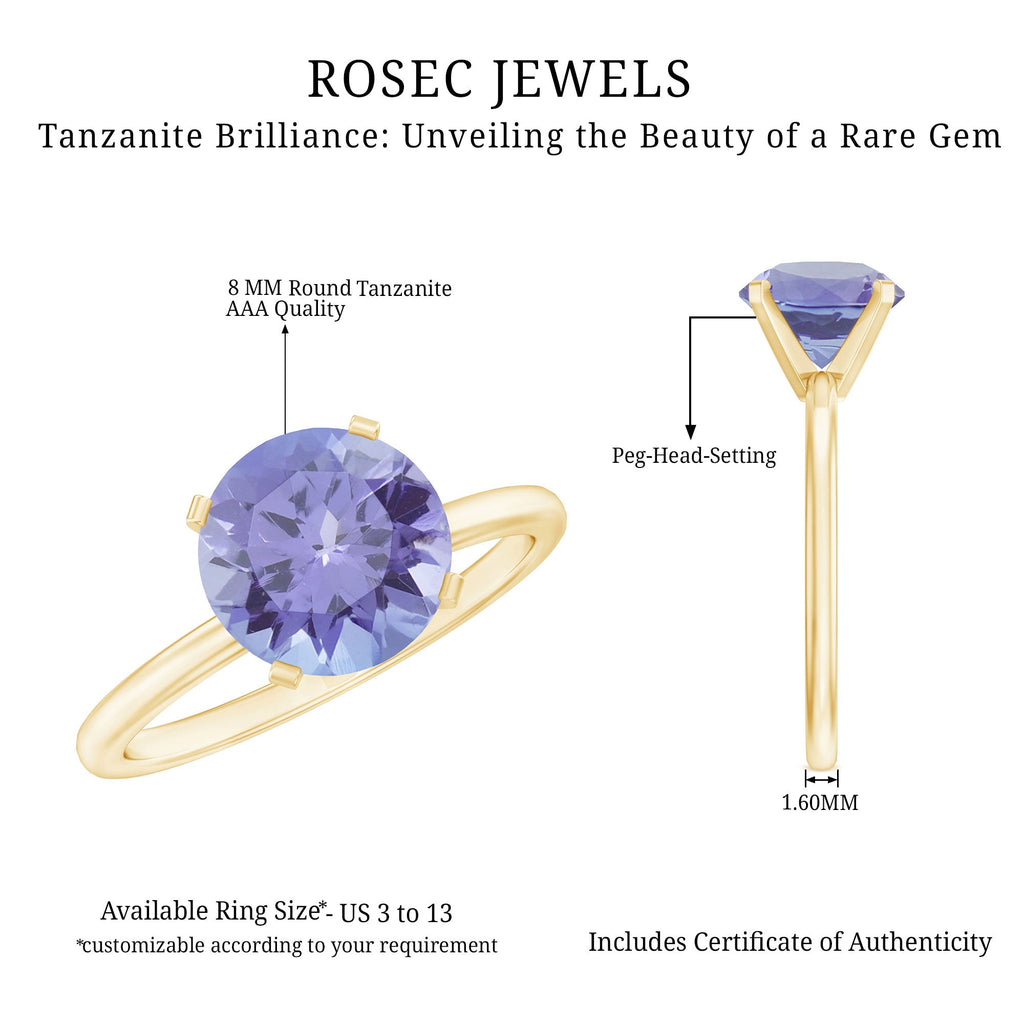 2.8 Carat Lab Grown Tanzanite Solitaire Engagement Ring