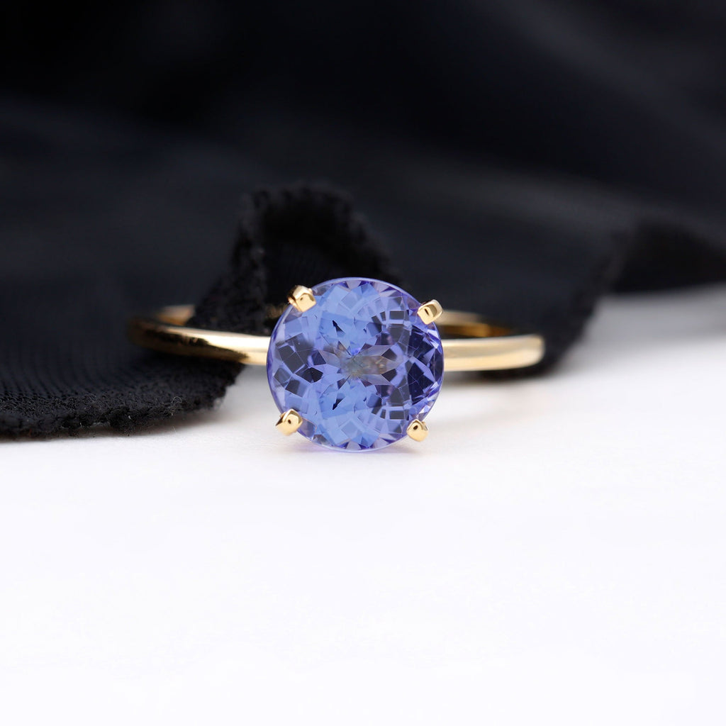 2.8 Carat Lab Grown Tanzanite Solitaire Engagement Ring