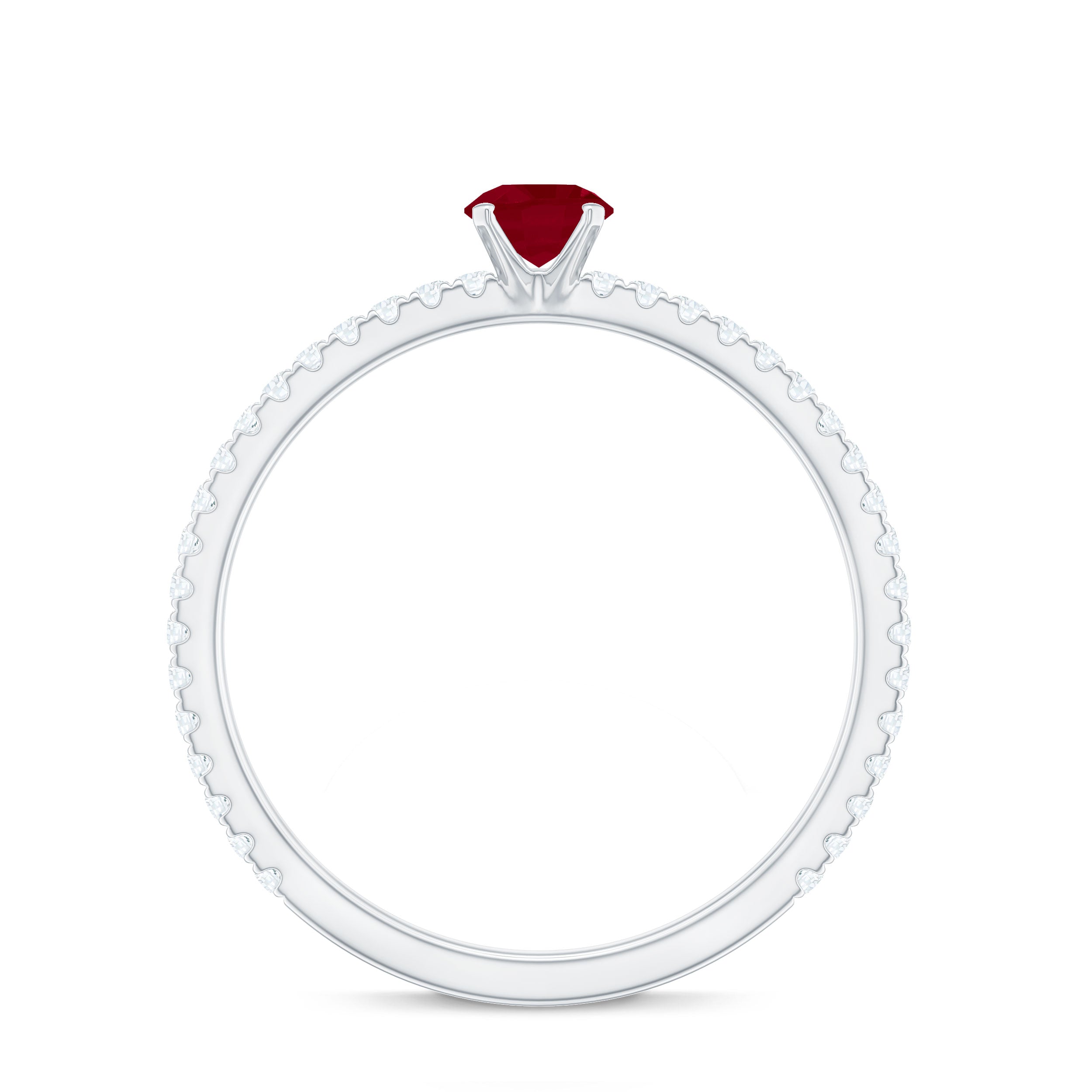 Natural Ruby Promise Ring with Diamond for Women