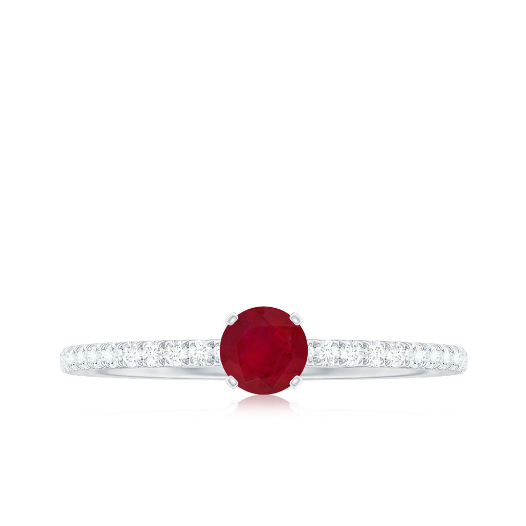 Natural Ruby Promise Ring with Diamond for Women