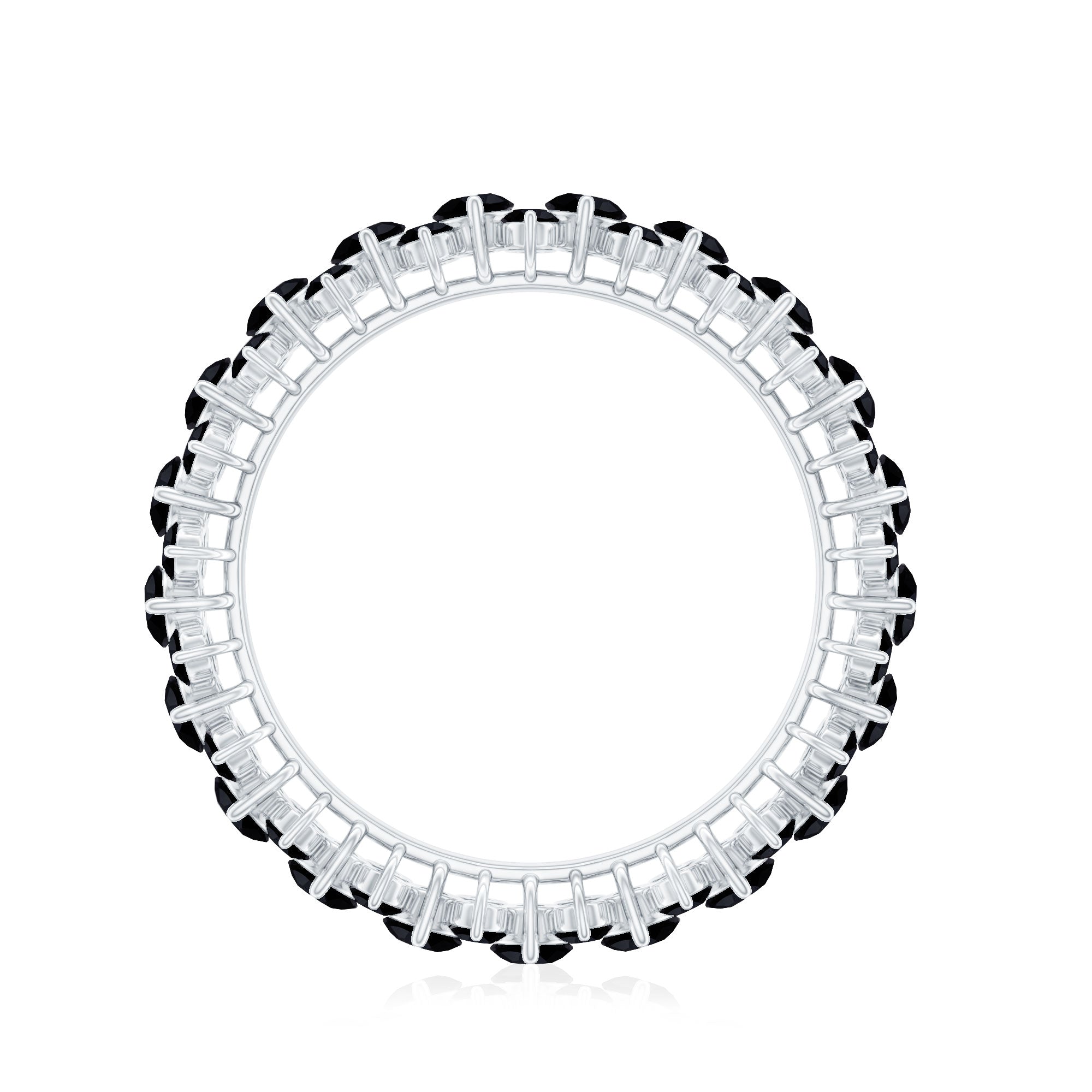 Certified Black Spinel Eternity Band Ring for Women