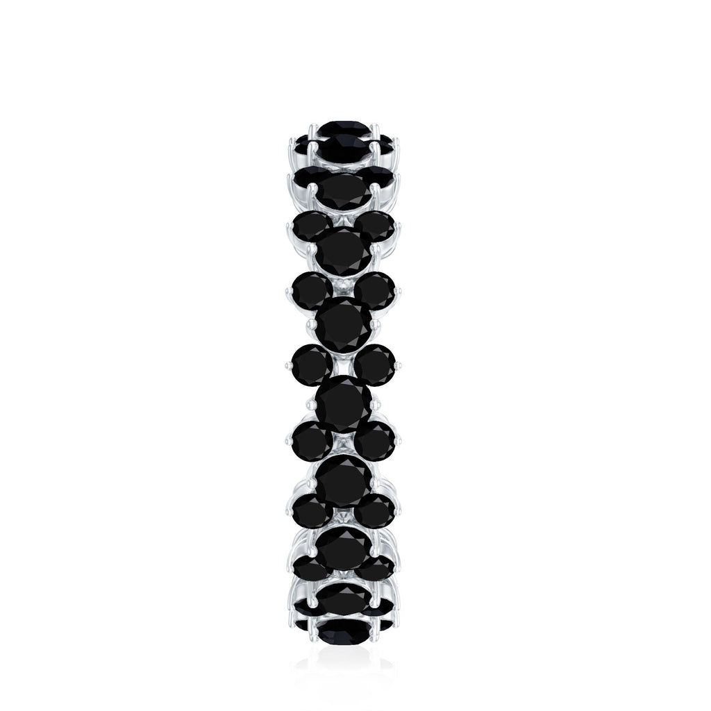 Certified Black Spinel Eternity Band Ring for Women