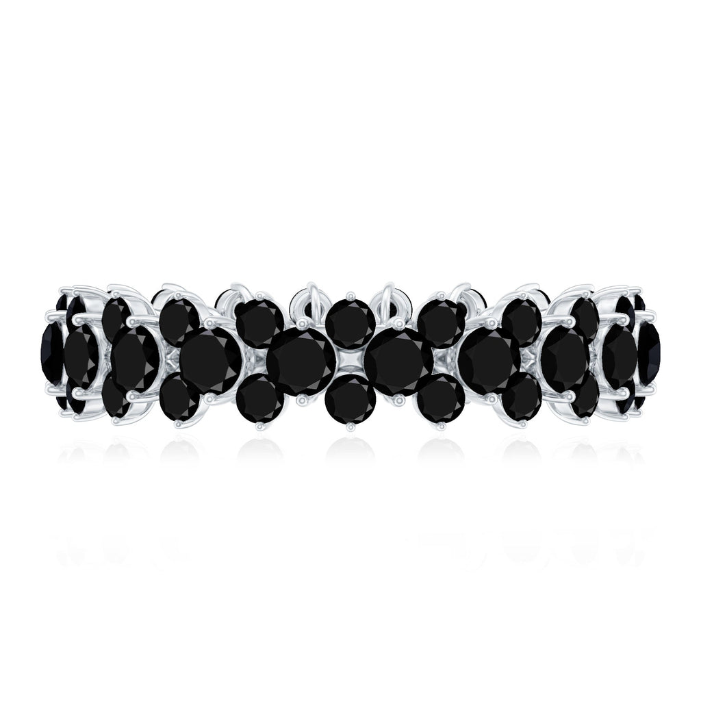 Certified Black Spinel Eternity Band Ring for Women