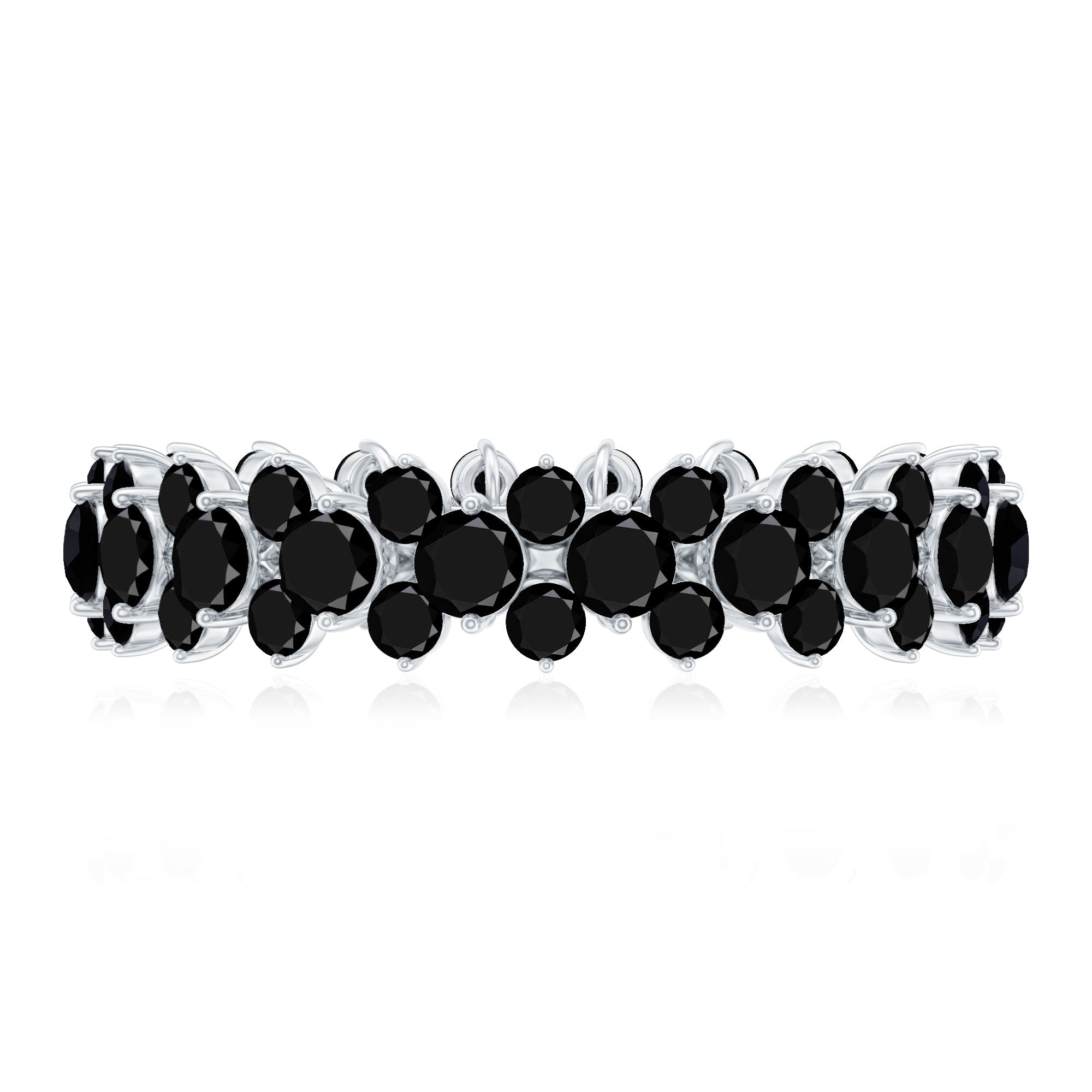 Certified Black Spinel Eternity Band Ring for Women