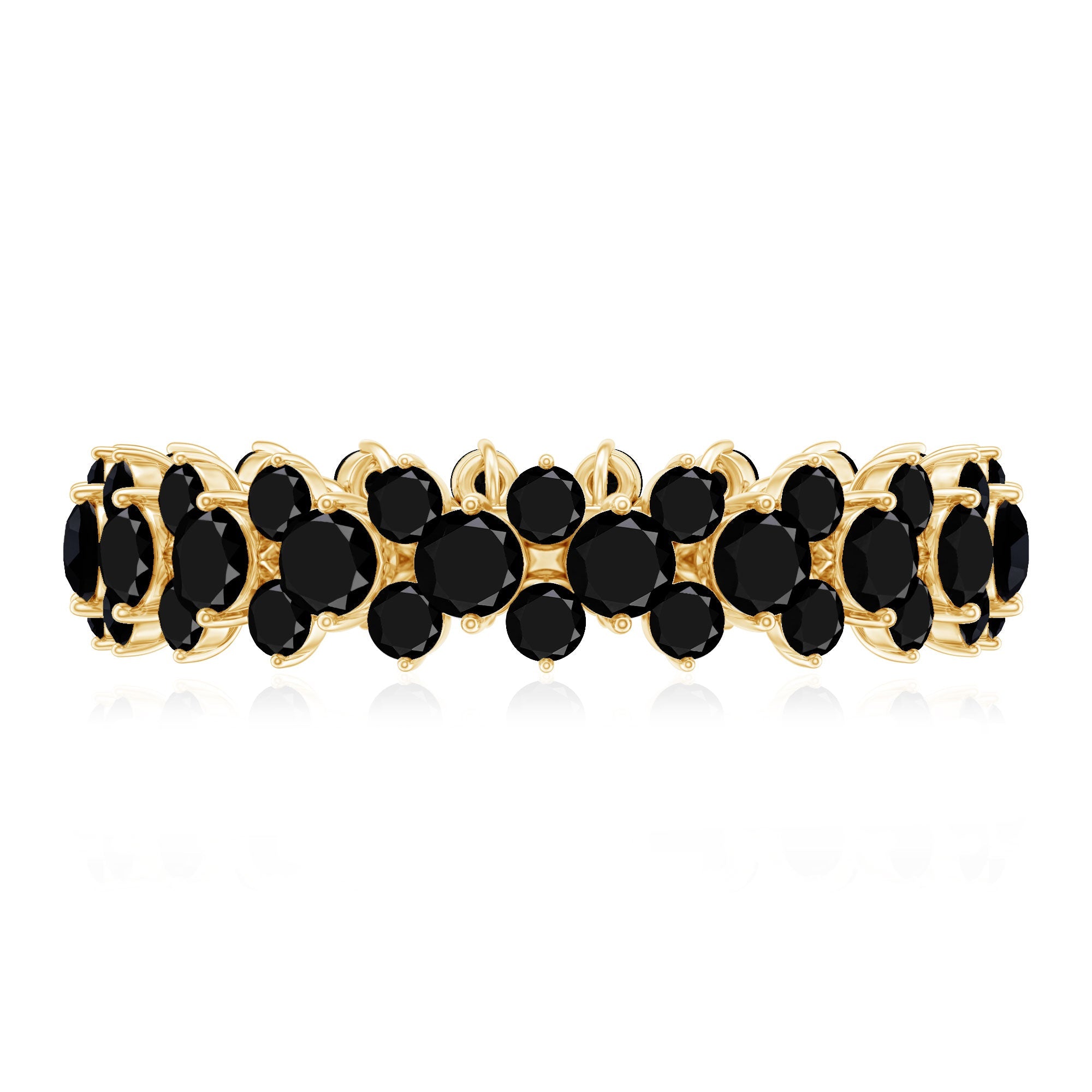 Certified Black Spinel Eternity Band Ring for Women