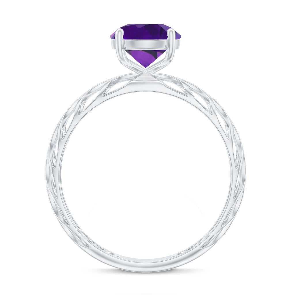 1.2 Carat Round Amethyst Solitaire Engagement Ring with Filigree Details