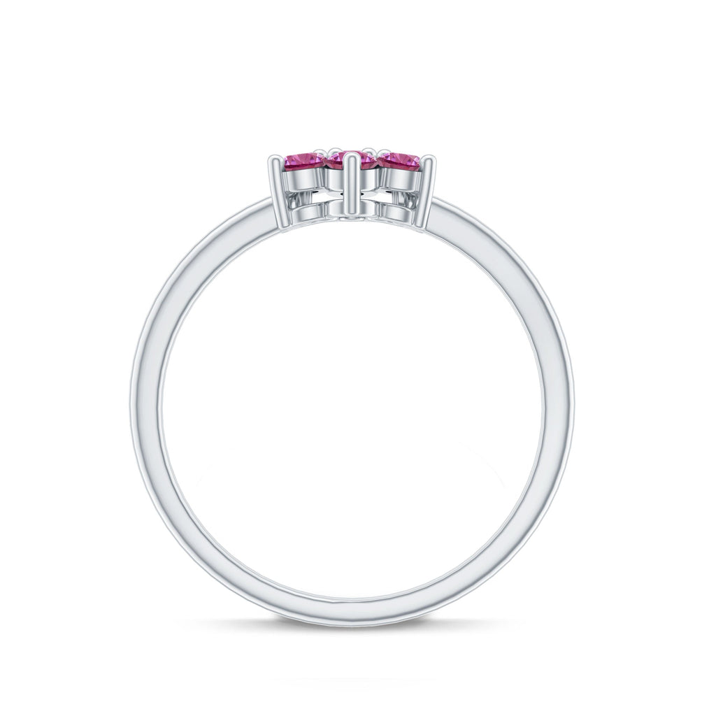 Real Pink Tourmaline Flower Cluster Ring