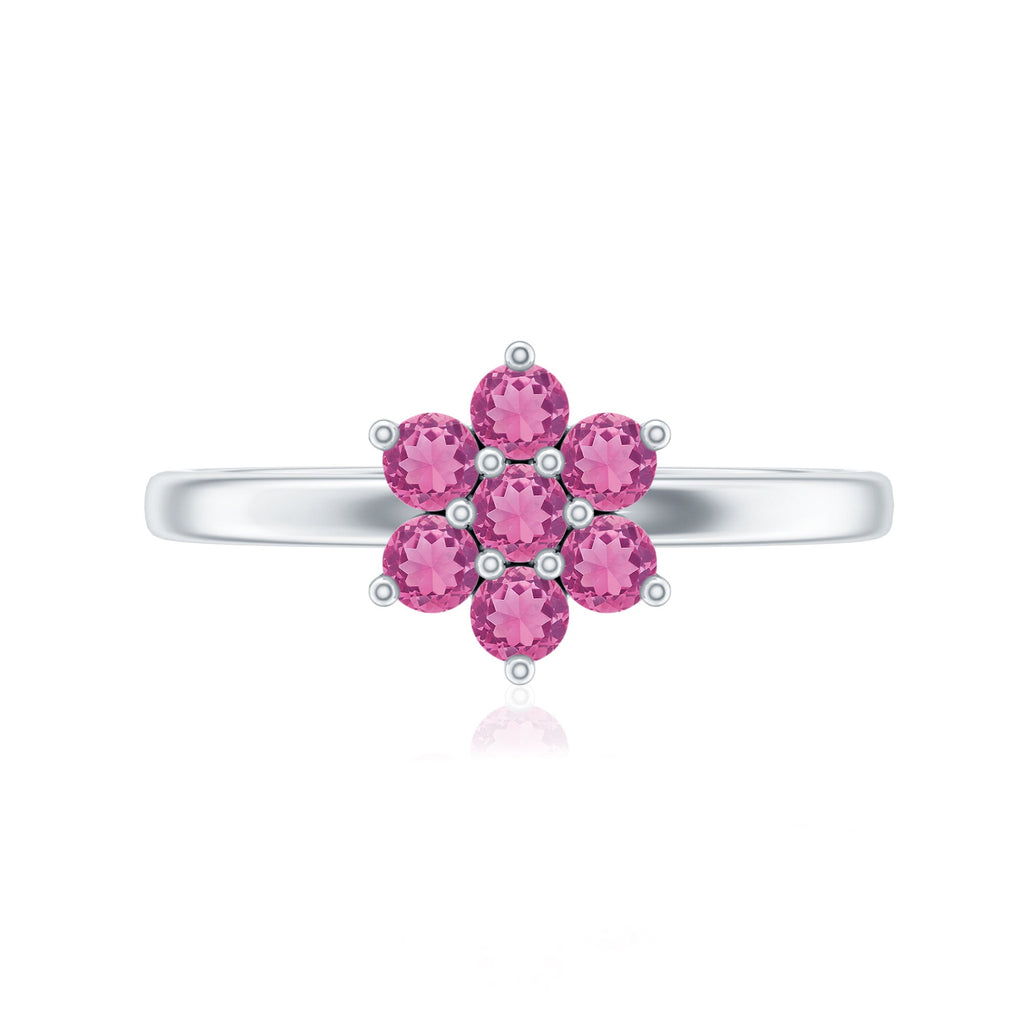 Real Pink Tourmaline Flower Cluster Ring
