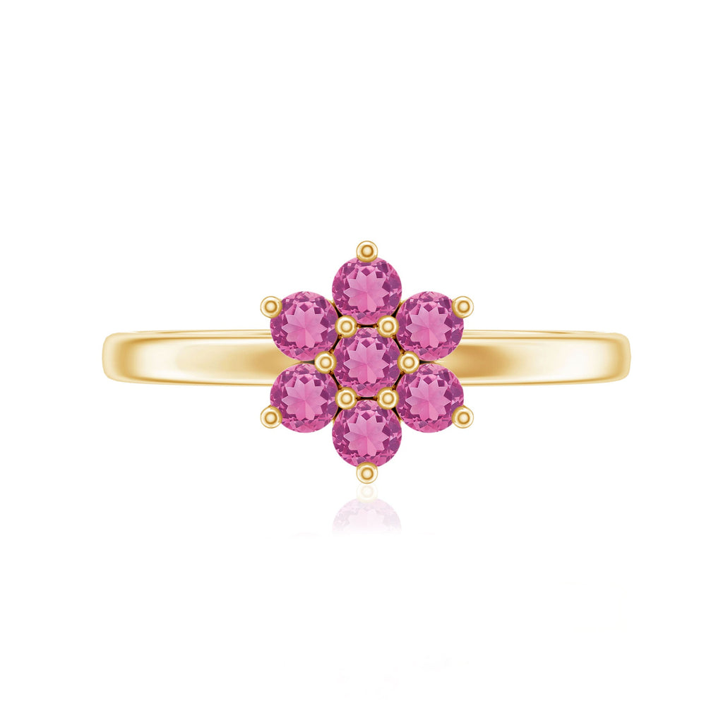 Real Pink Tourmaline Flower Cluster Ring