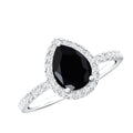 Certified 0.85 Carat Lab Grown Black Diamond Teardrop Engagement Ring with White Diamond