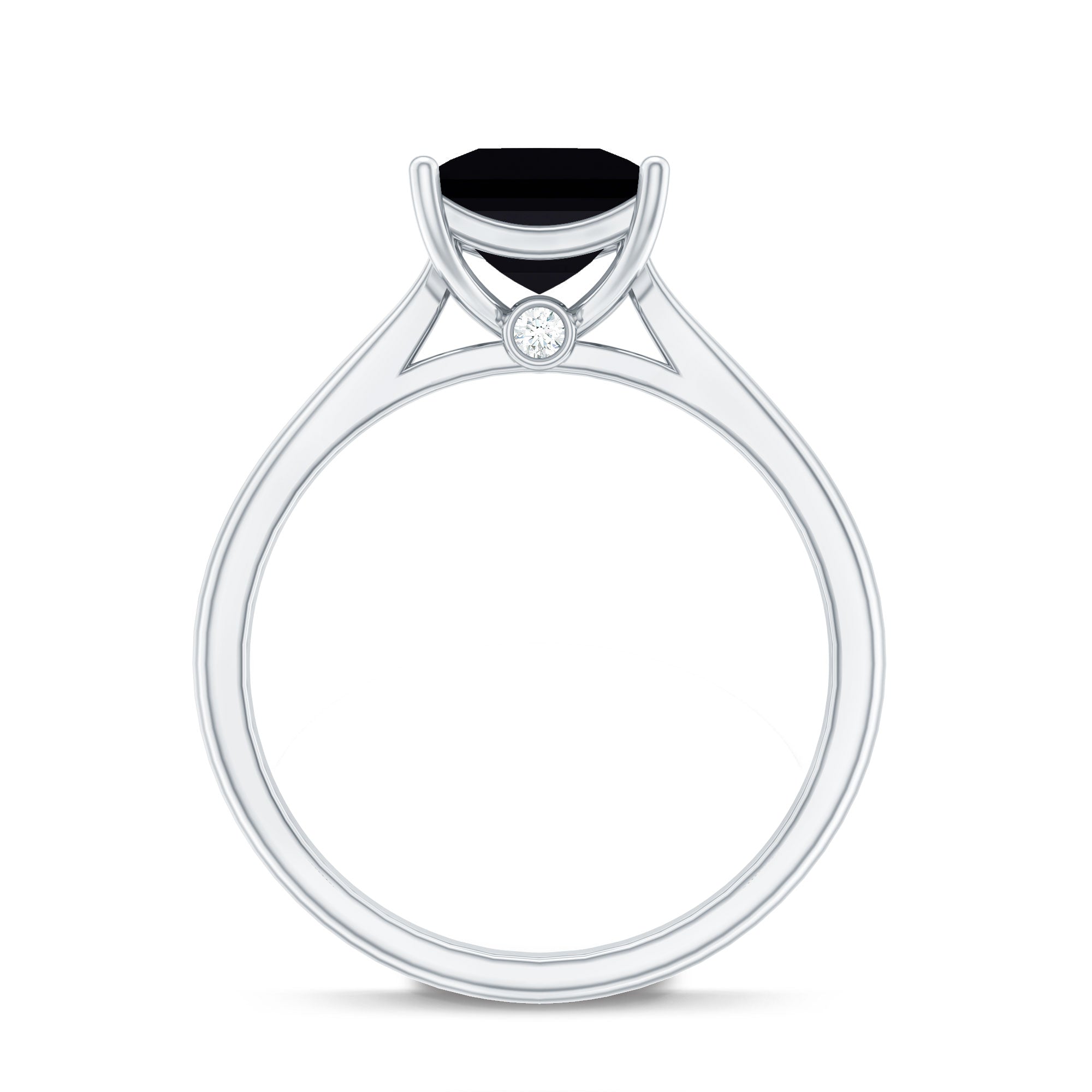 1 Carat Princess Cut Lab Grown Black Diamond Engagement Ring with Surprise White Diamond
