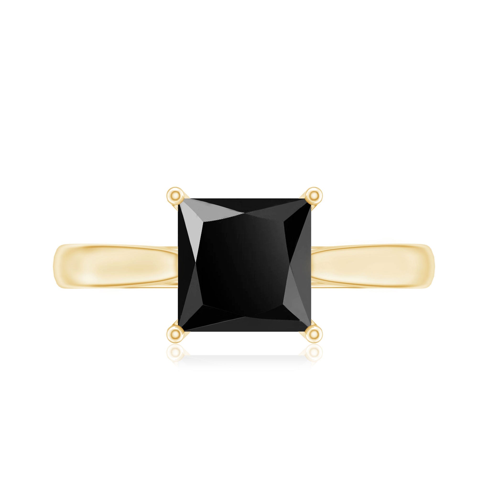 1 Carat Princess Cut Lab Grown Black Diamond Engagement Ring with Surprise White Diamond