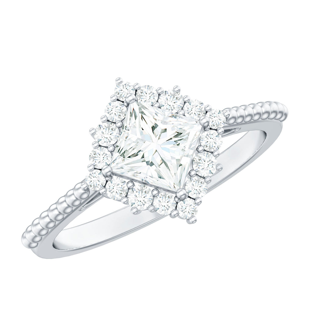 5 mm Princess Cut Moissanite Vintage Inspired Ring