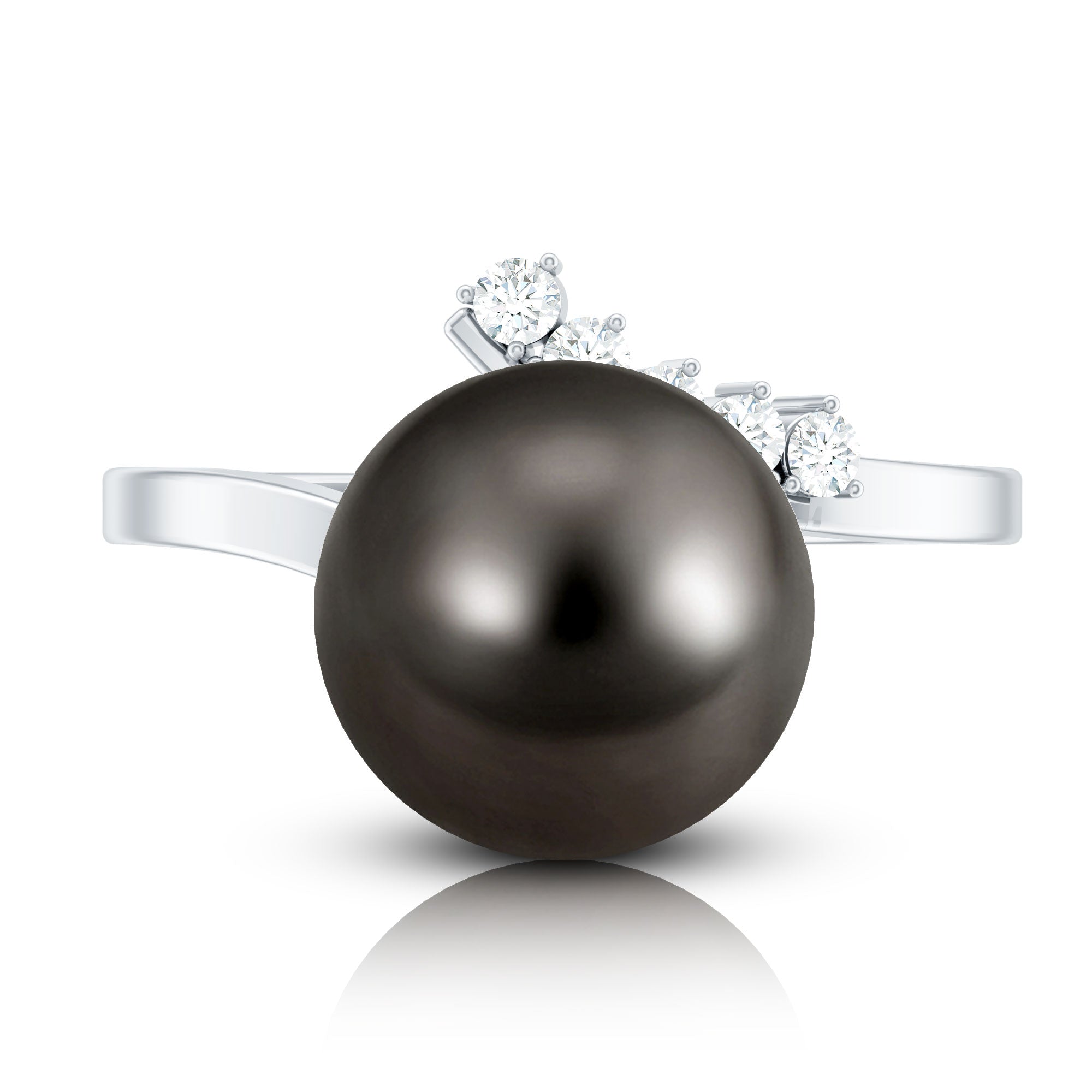 7.75 CT Designer Tahitian Pearl Solitaire Ring with Diamond
