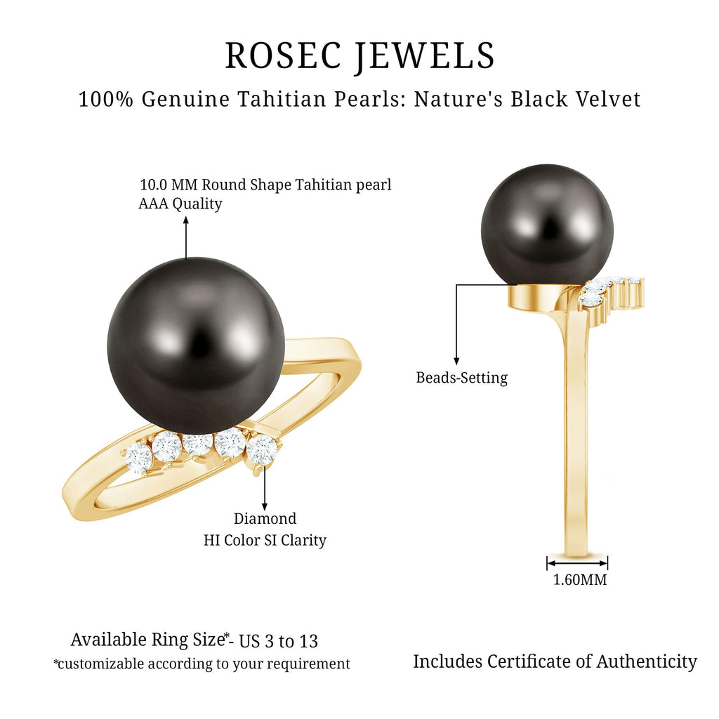 7.75 CT Designer Tahitian Pearl Solitaire Ring with Diamond